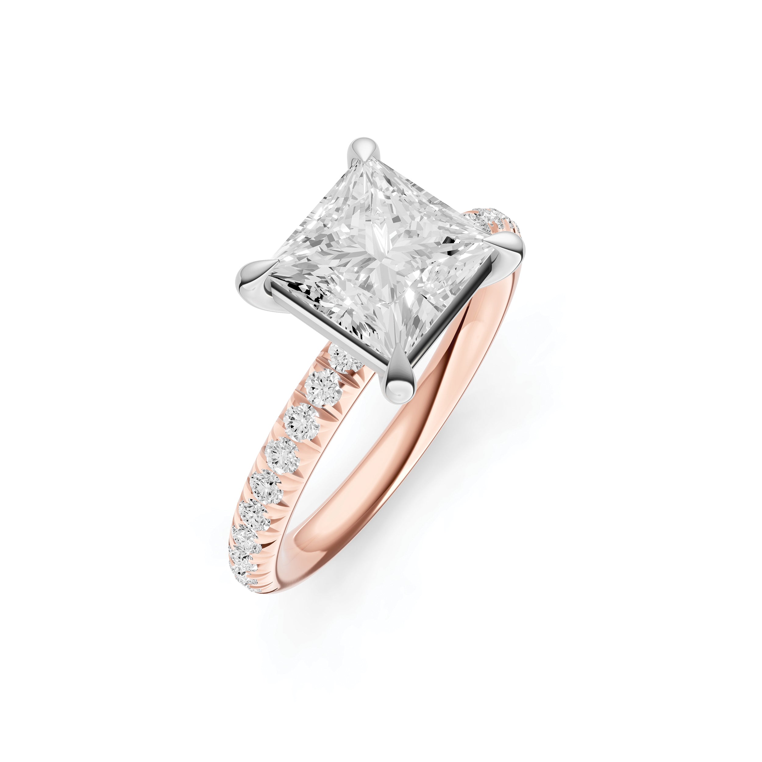 Classic French Pavé Engagement Ring (Princess Cut)