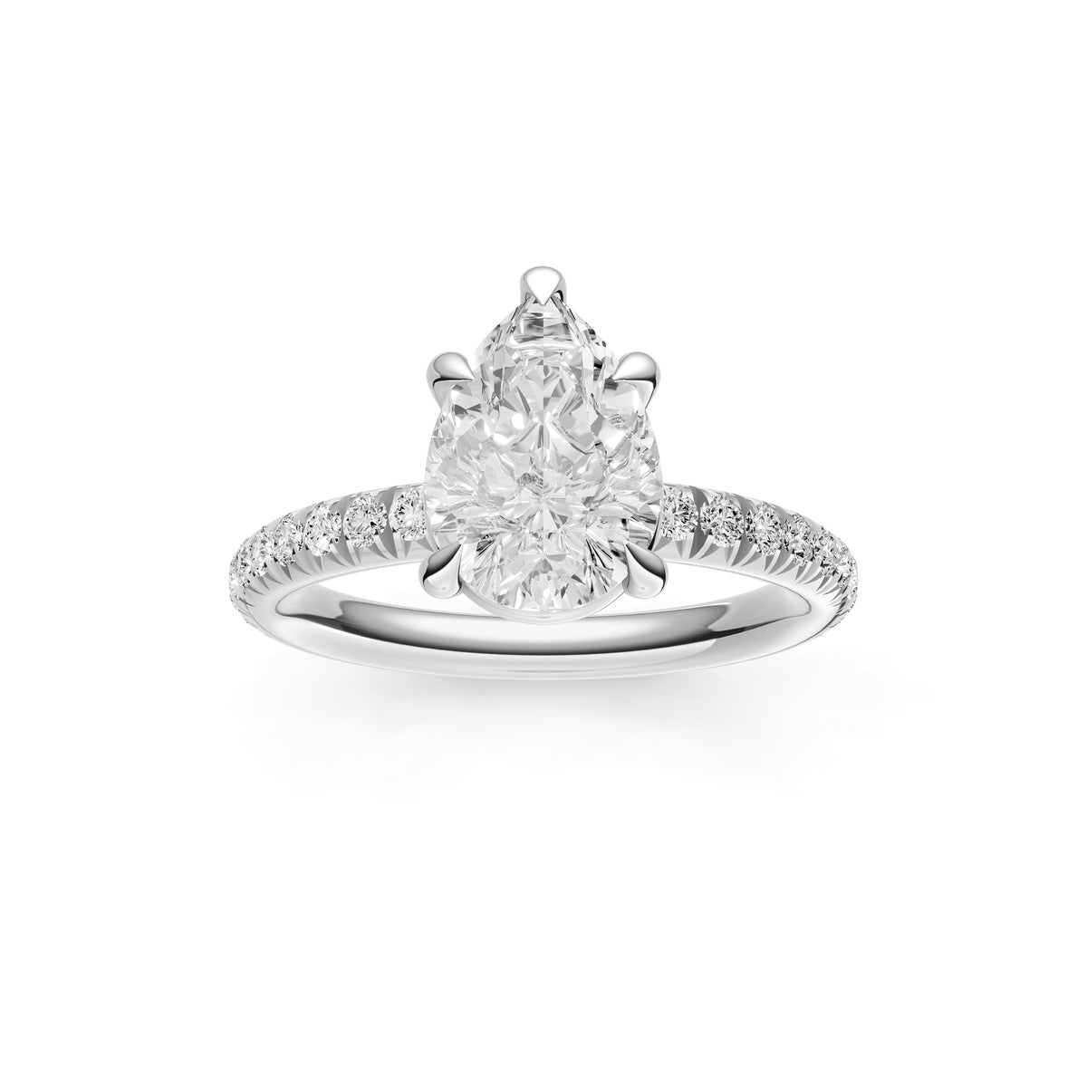 Classic French Pavé Engagement Ring (Pear Shape)