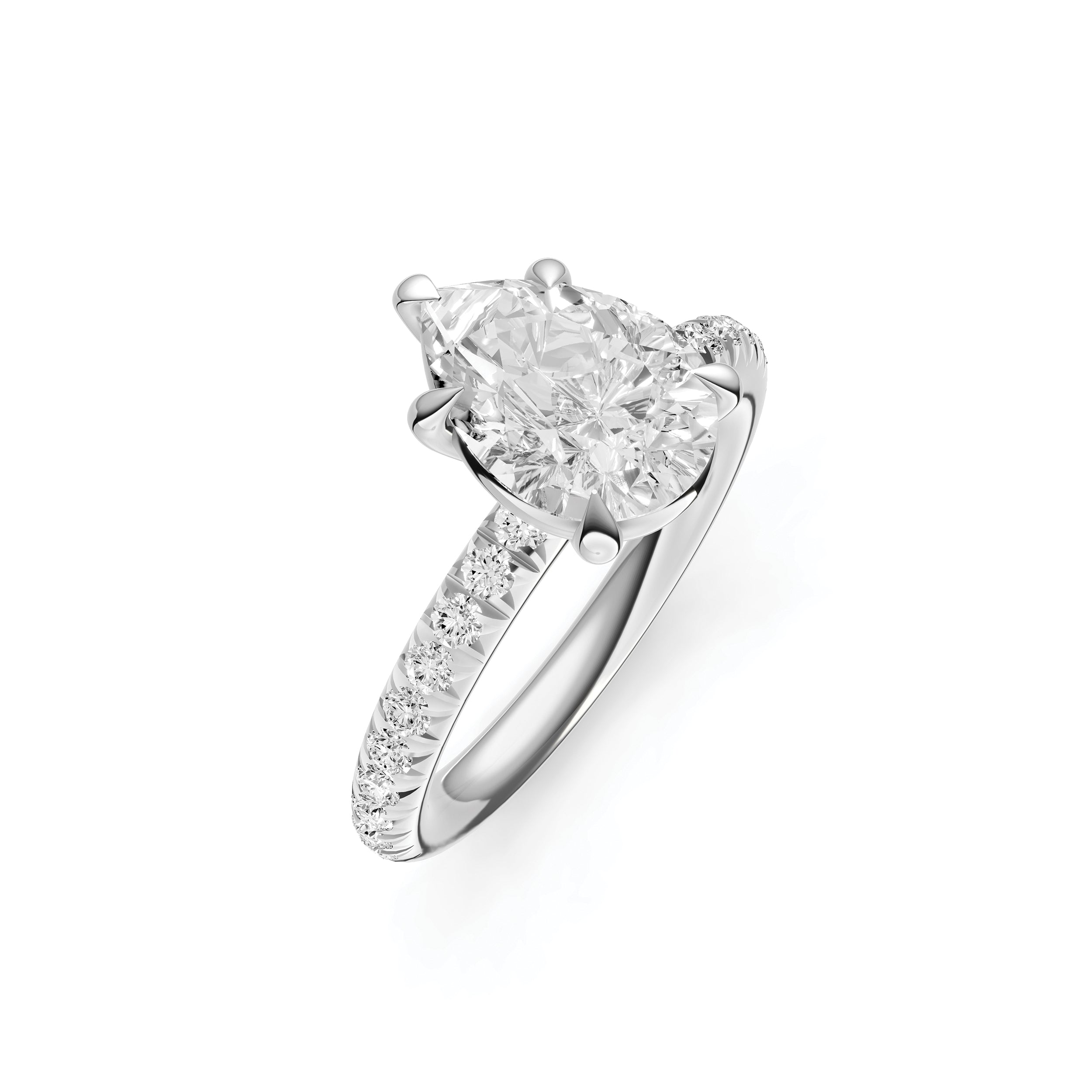 Classic French Pavé Engagement Ring (Pear Shape)