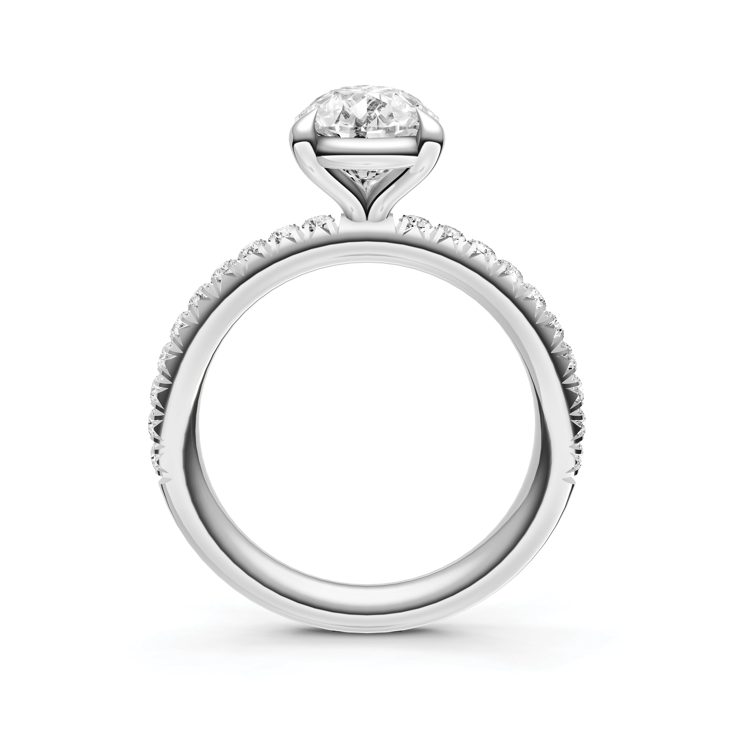 Classic French Pavé Engagement Ring (Pear Shape)