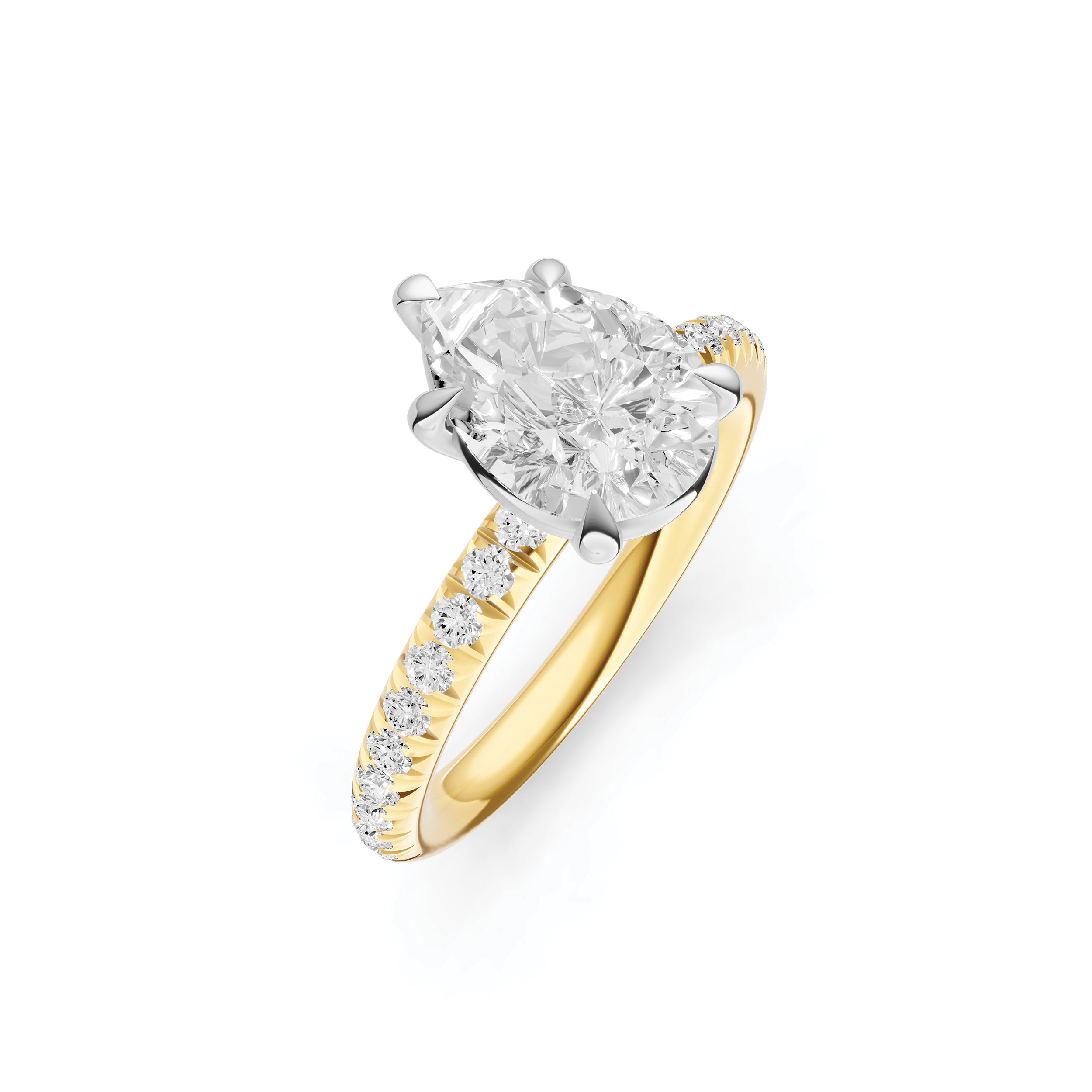 Classic French Pavé Engagement Ring (Pear Shape)