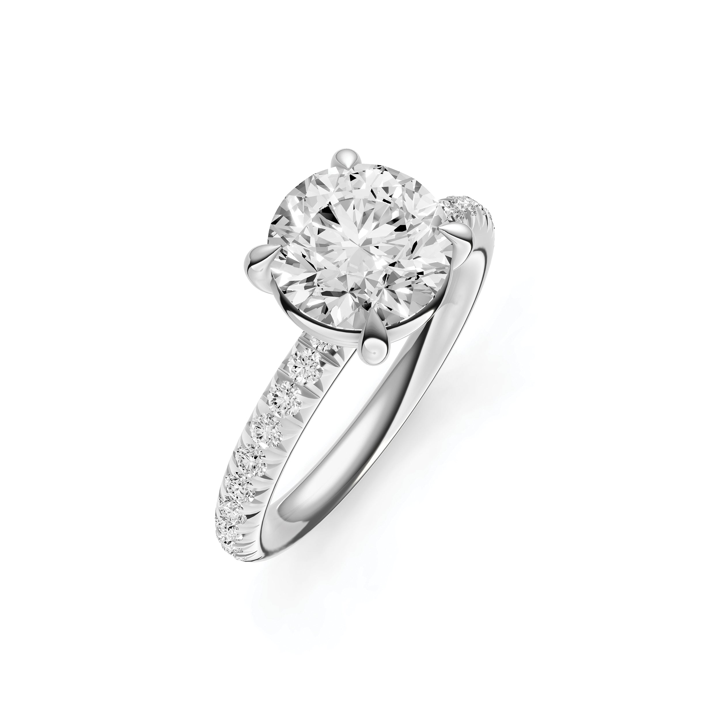 Classic French Pavé Engagement Ring (Round)