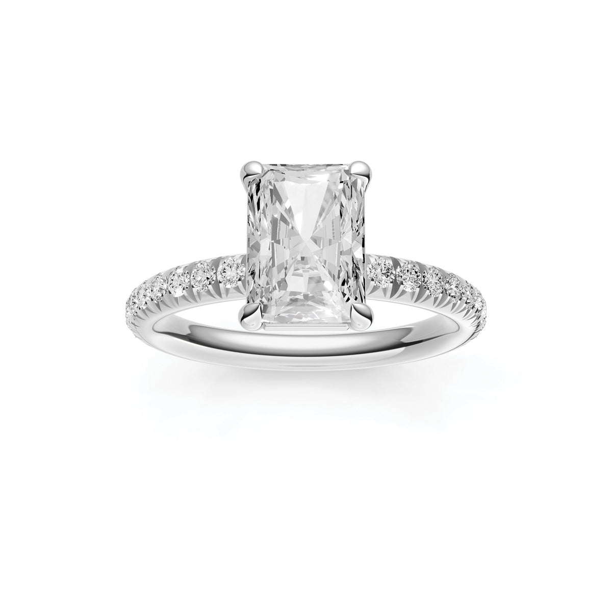 Classic French Pavé Engagement Ring (Emerald Cut)