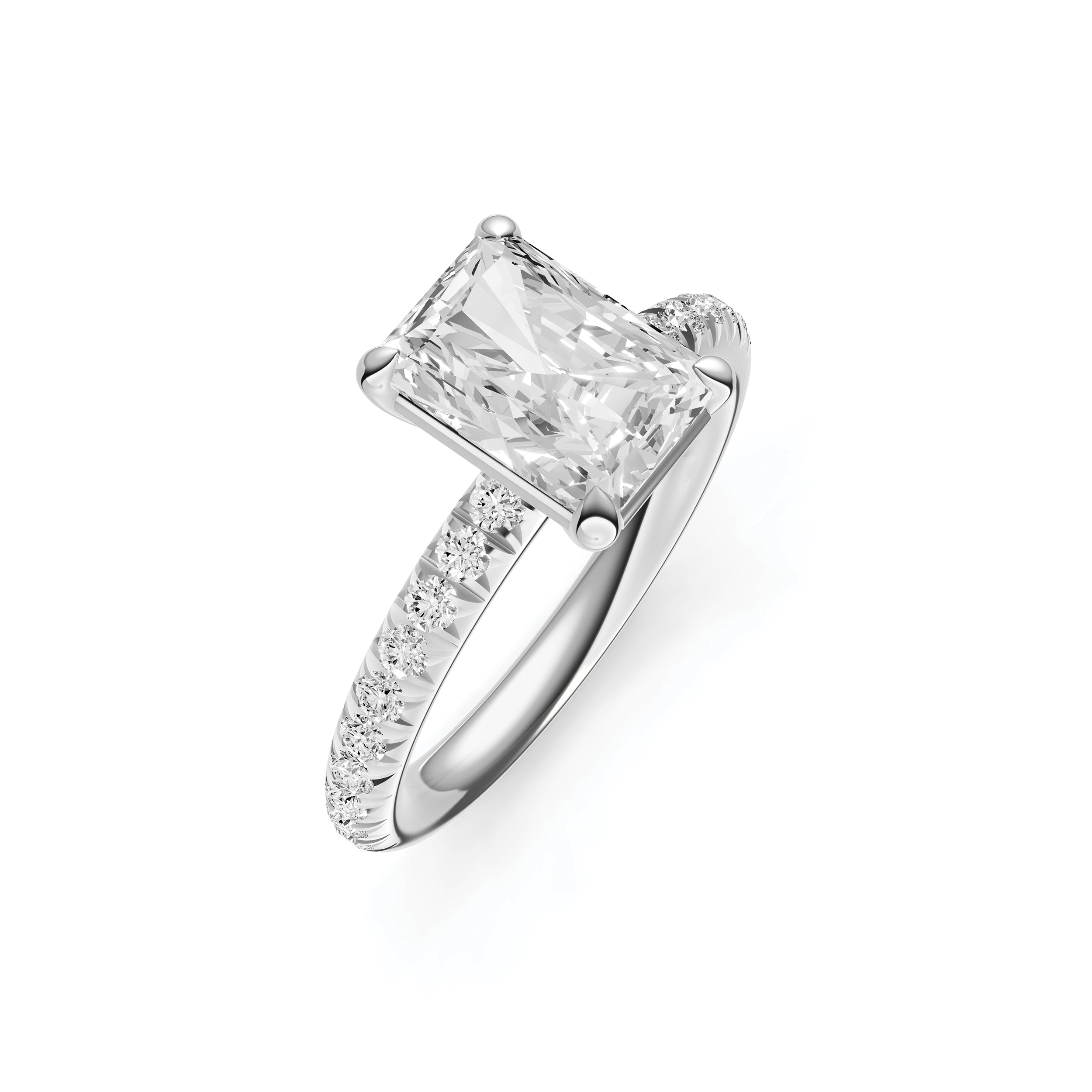 Classic French Pavé Engagement Ring (Emerald Cut)
