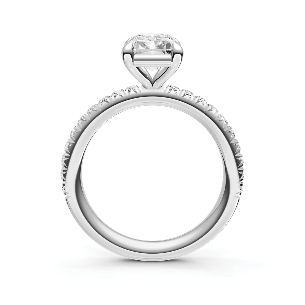 Classic French Pavé Engagement Ring (Emerald Cut)