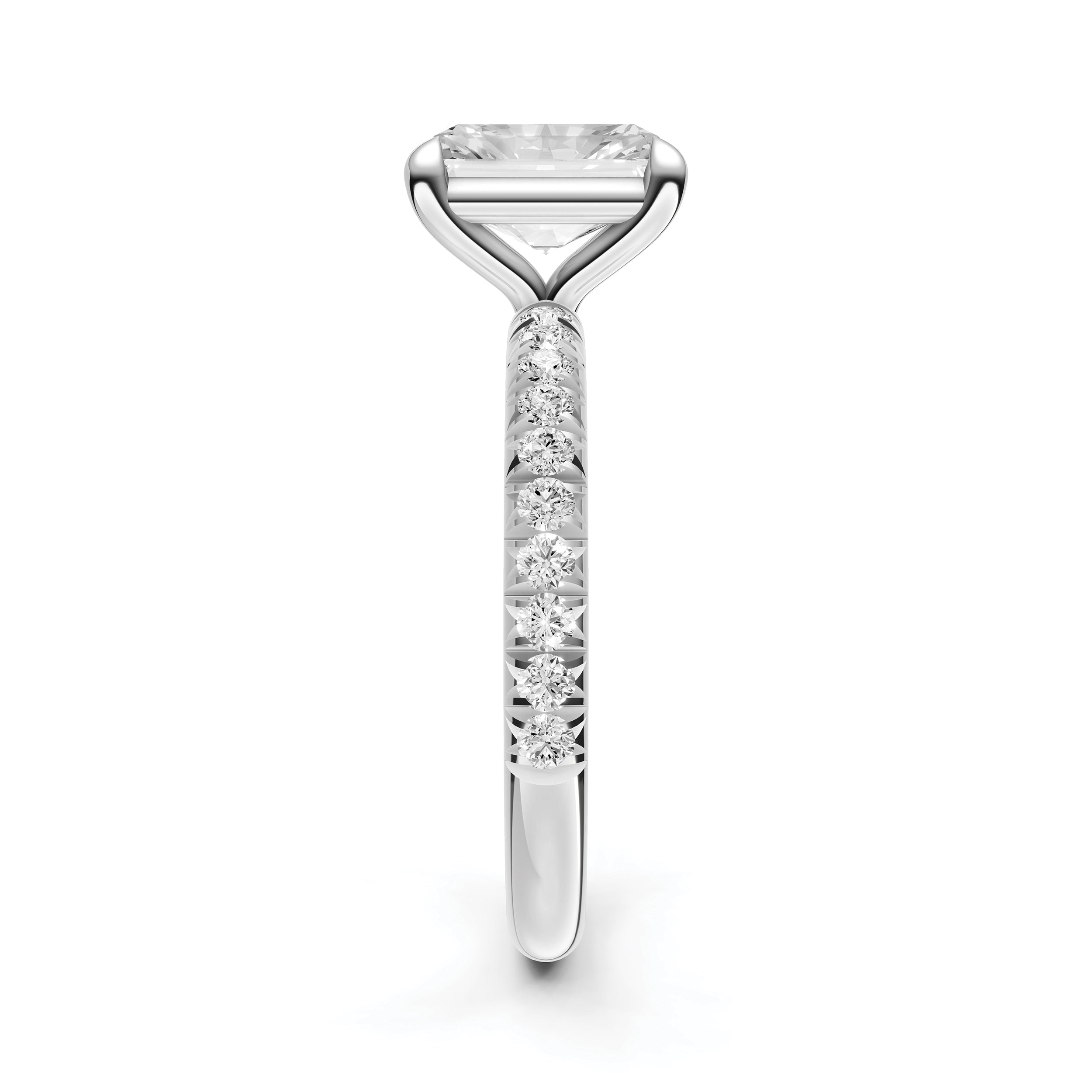 Classic French Pavé Engagement Ring (Emerald Cut)