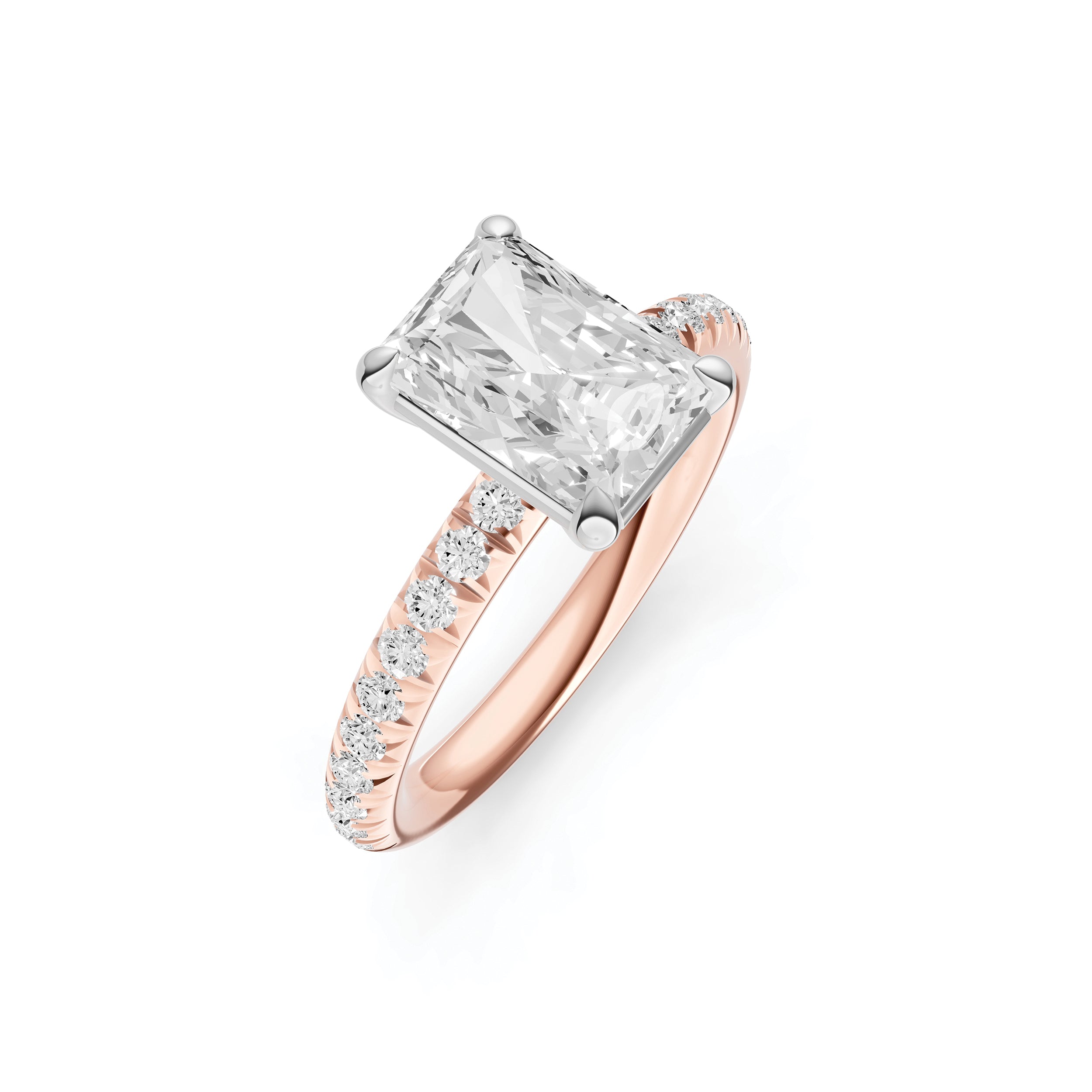 Classic French Pavé Engagement Ring (Emerald Cut)