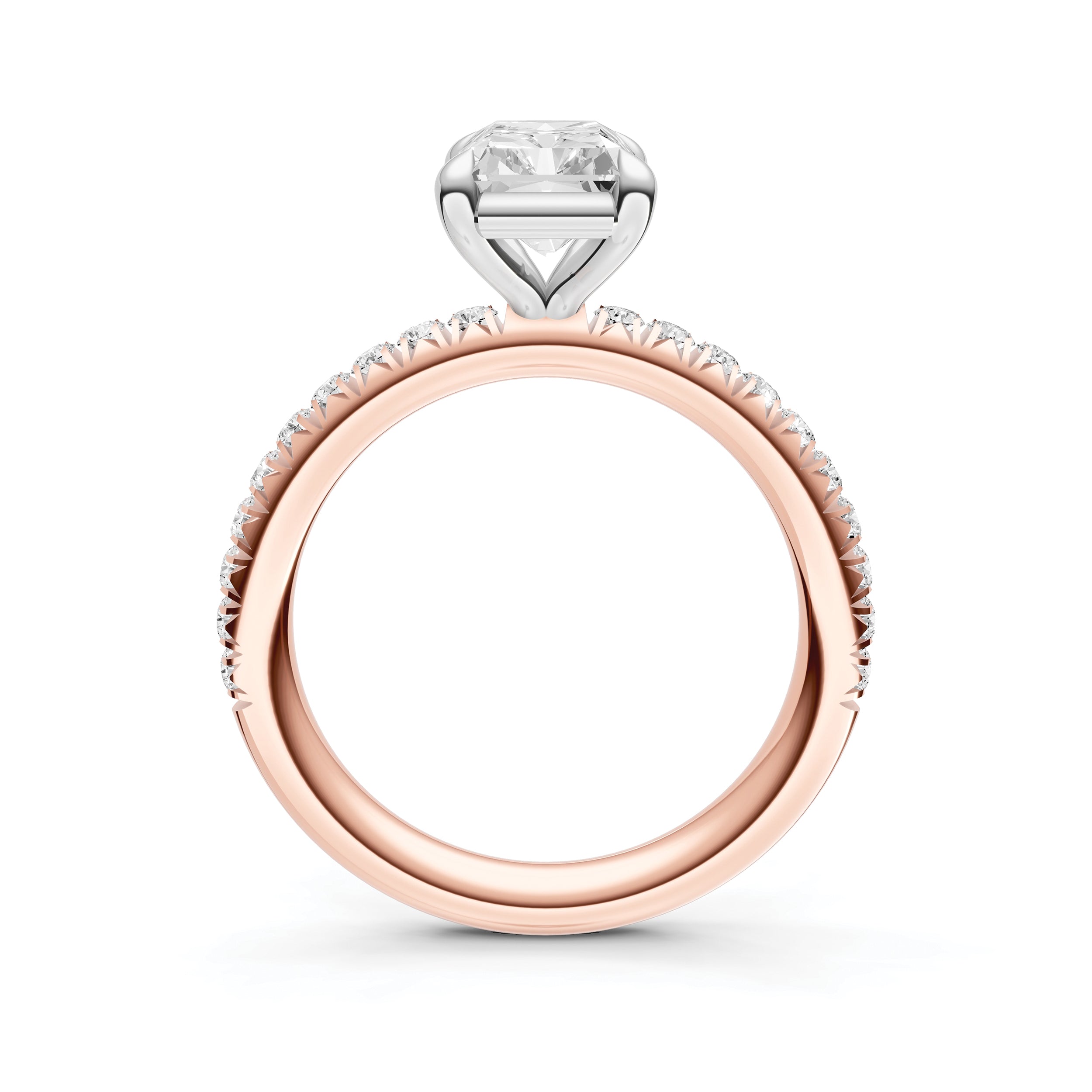 Classic French Pavé Engagement Ring (Emerald Cut)
