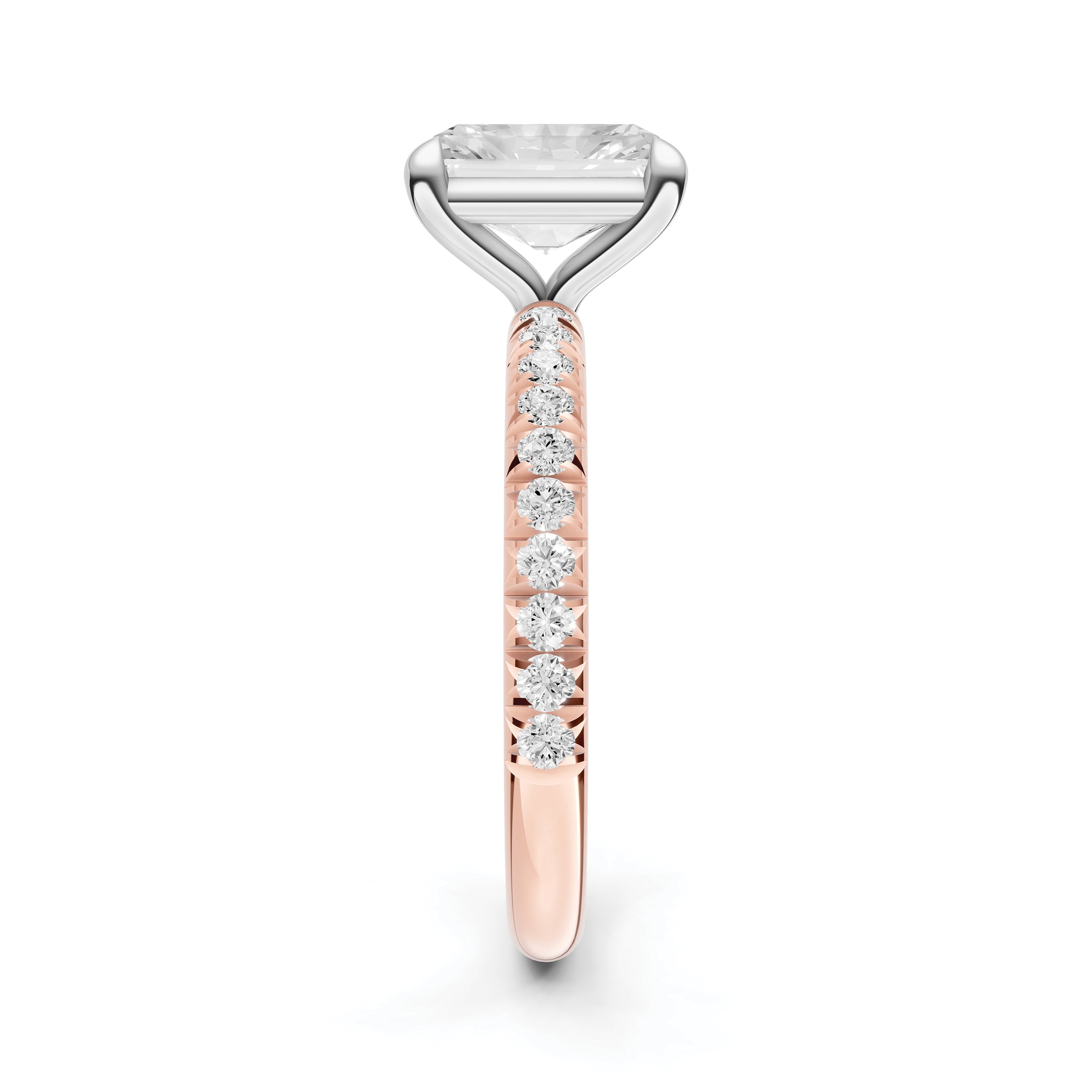 Classic French Pavé Engagement Ring (Emerald Cut)