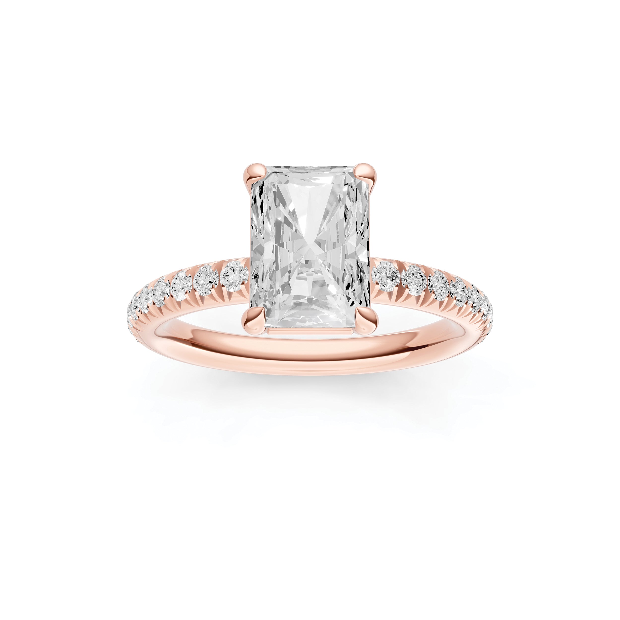 Classic French Pavé Engagement Ring (Emerald Cut)