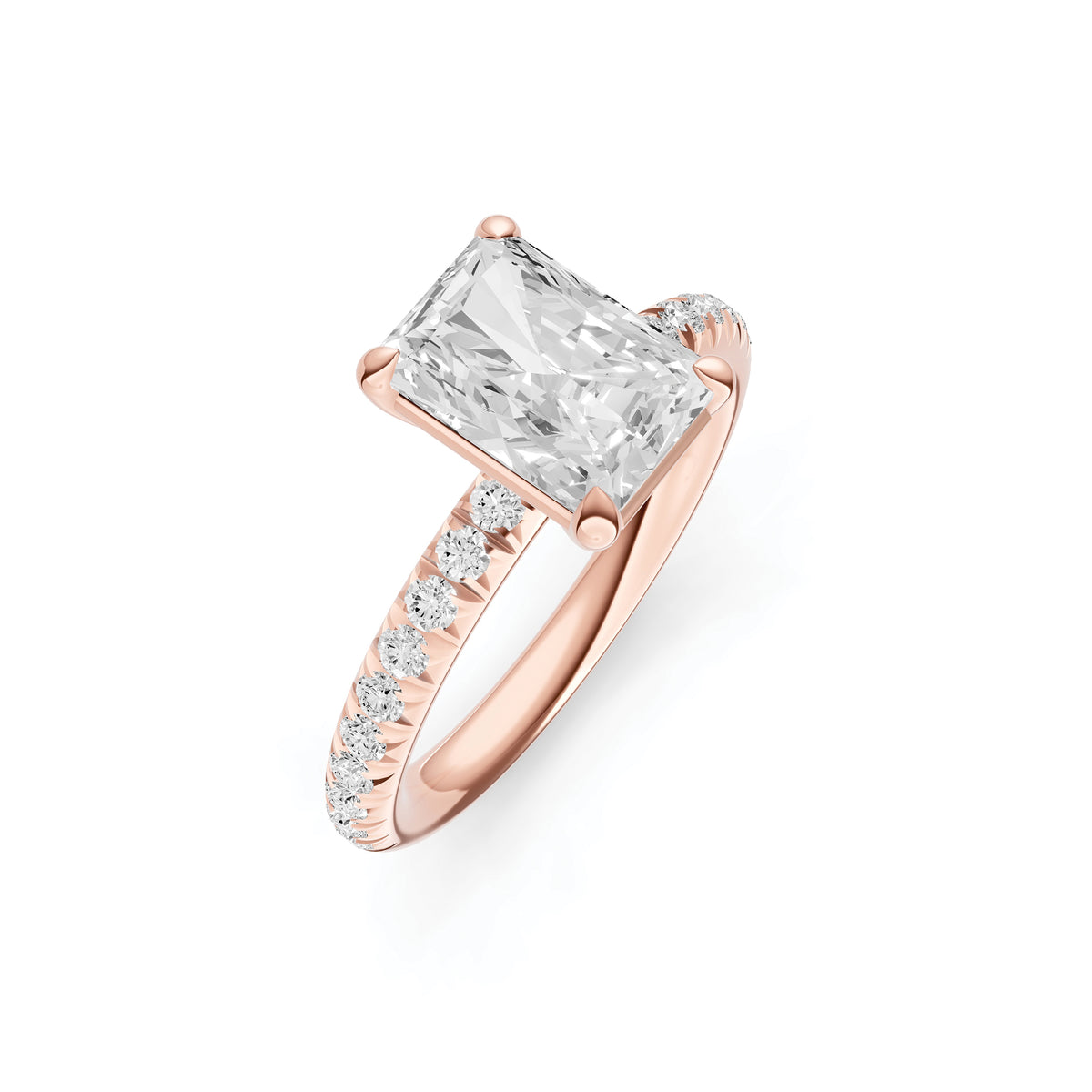 Classic French Pavé Engagement Ring (Emerald Cut)