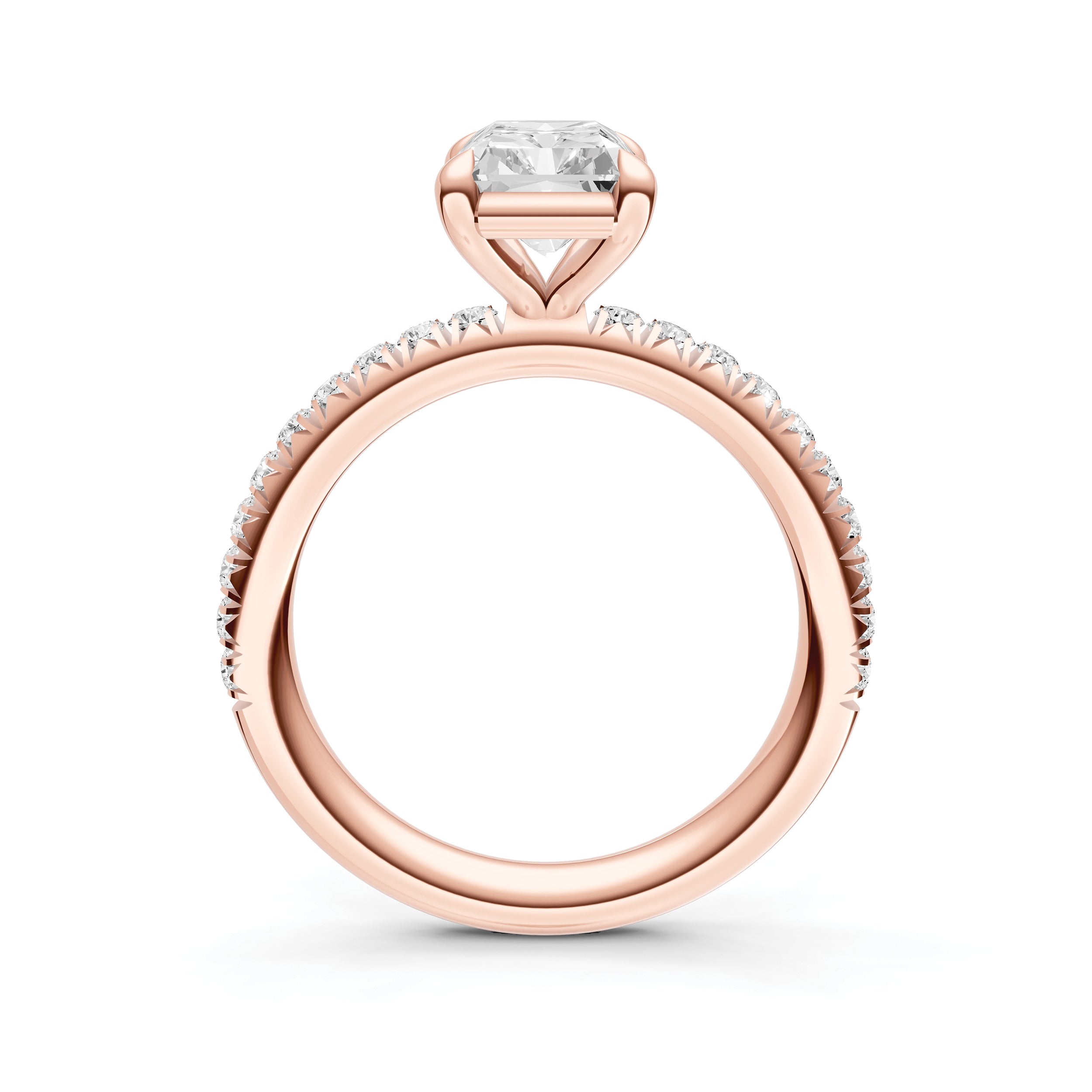 Classic French Pavé Engagement Ring (Emerald Cut)