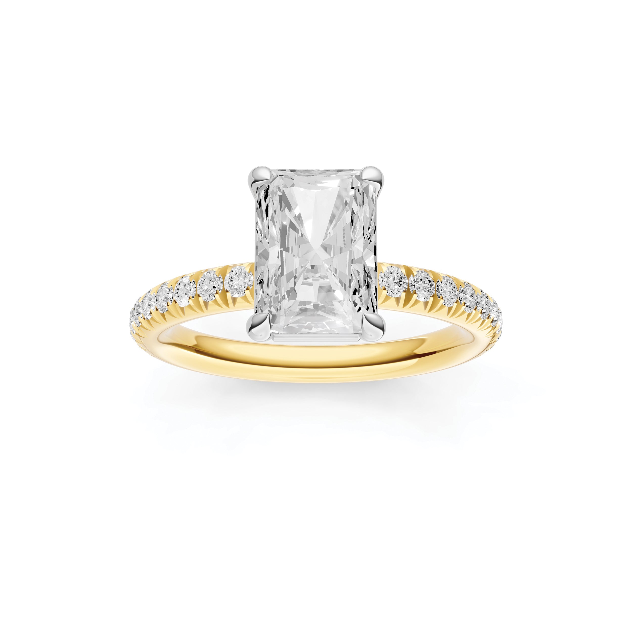 Classic French Pavé Engagement Ring (Emerald Cut)