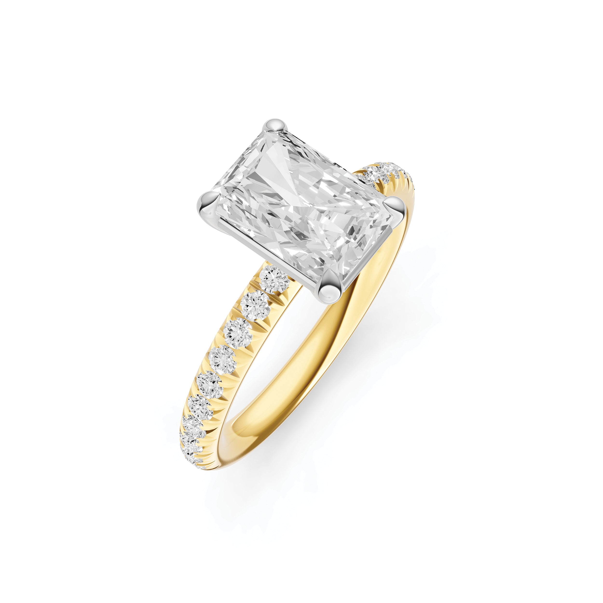 Classic French Pavé Engagement Ring (Emerald Cut)