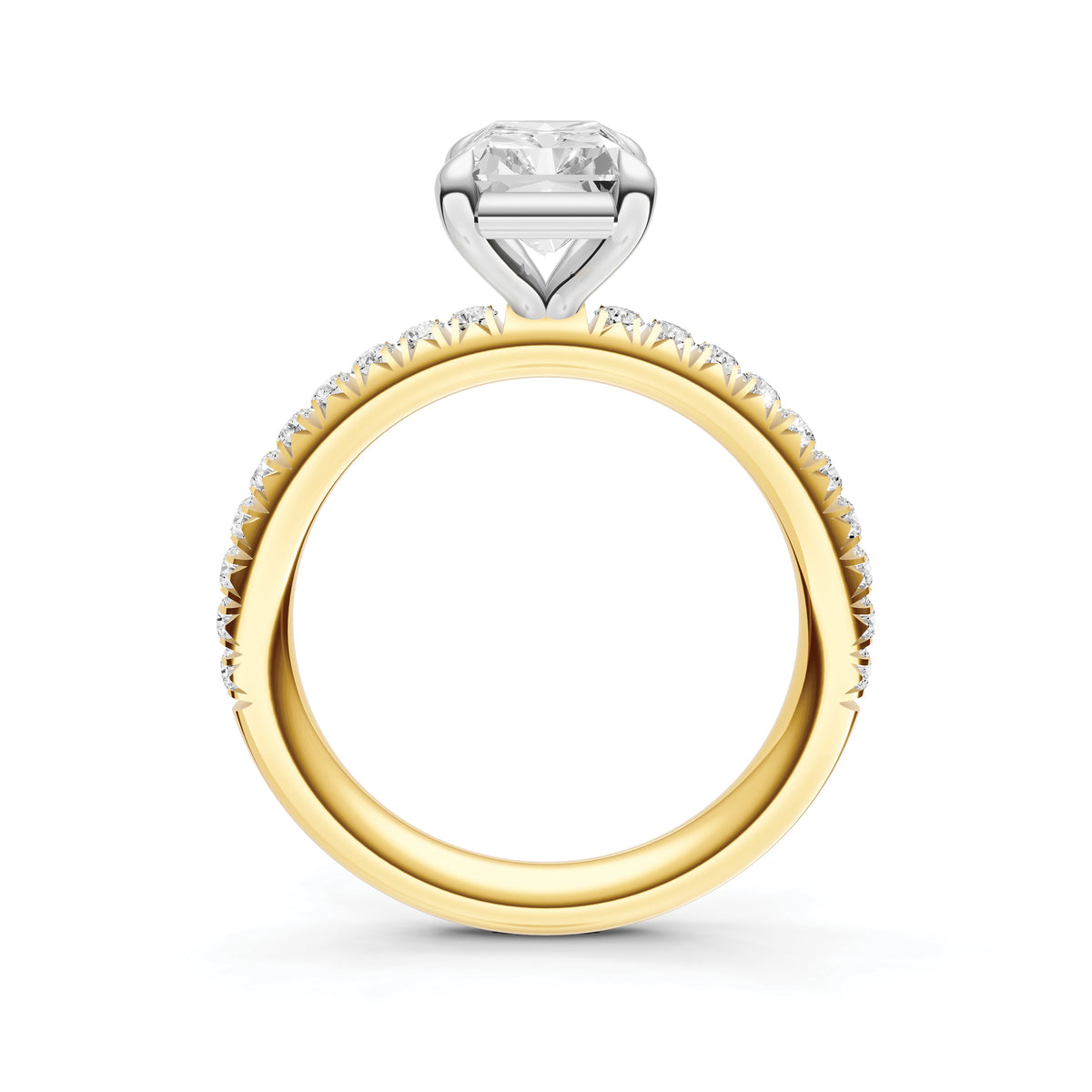 Classic French Pavé Engagement Ring (Emerald Cut)