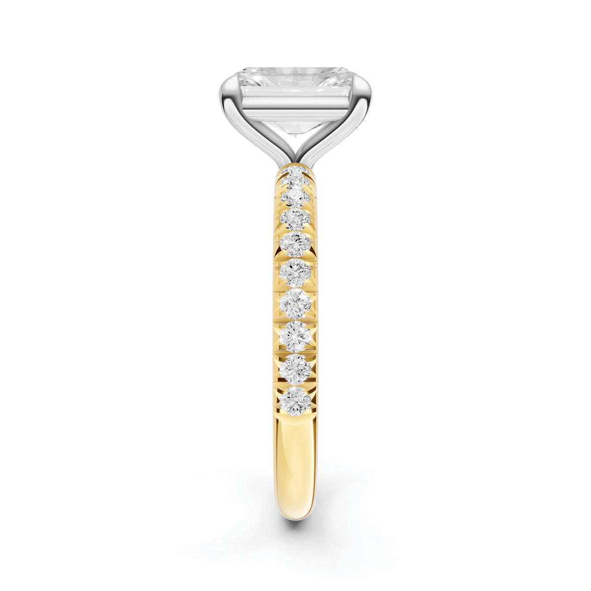 Classic French Pavé Engagement Ring (Emerald Cut)