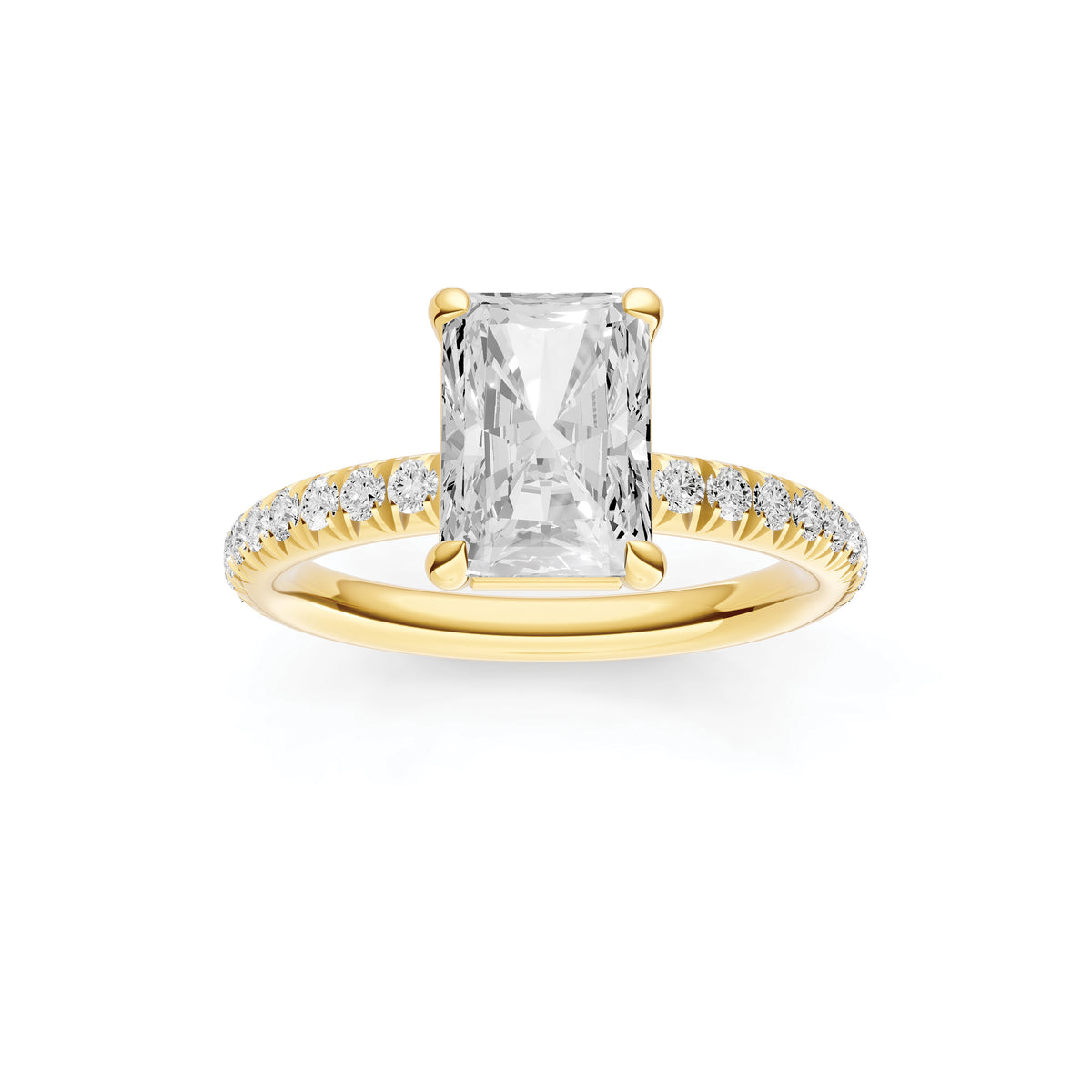 Classic French Pavé Engagement Ring (Emerald Cut)