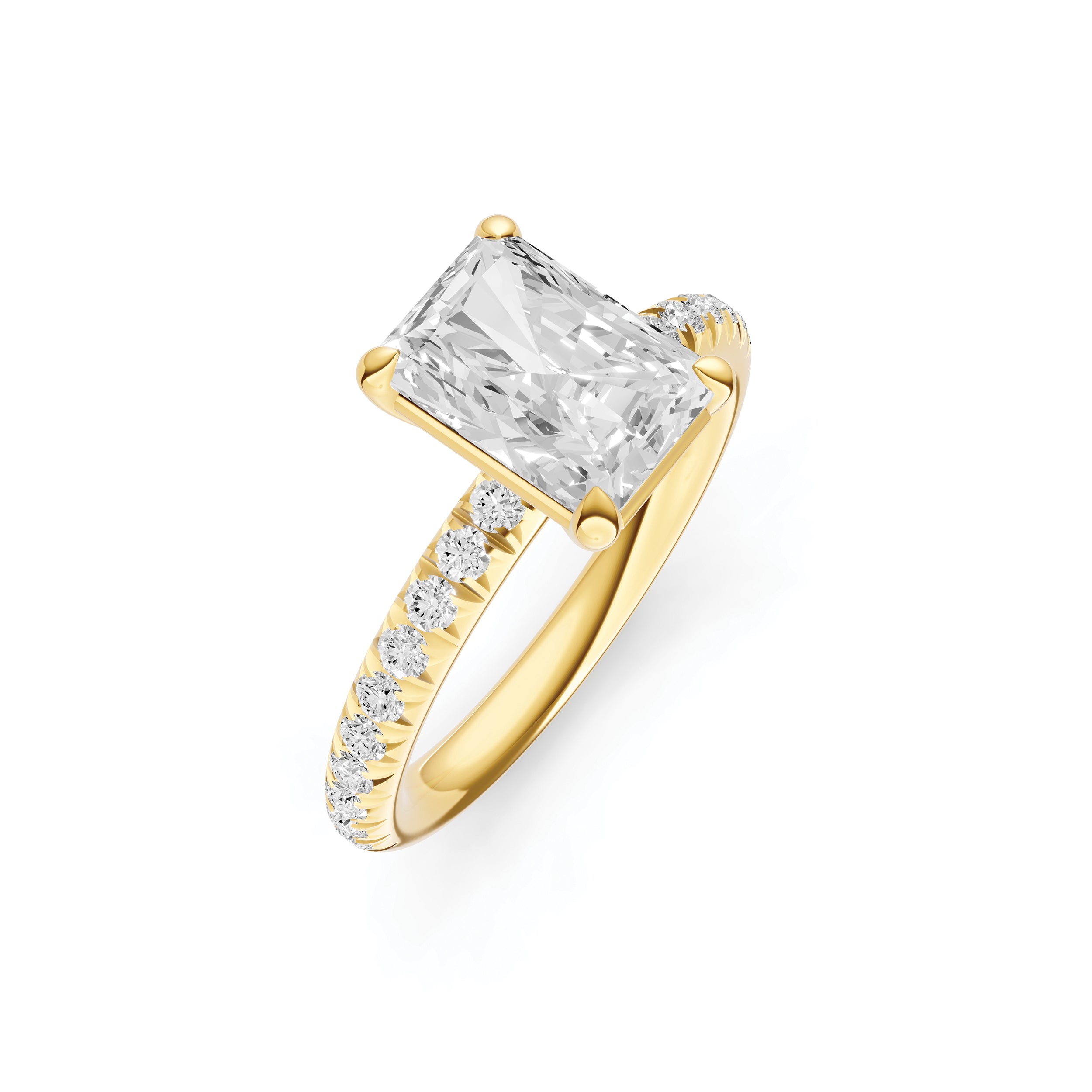 Classic French Pavé Engagement Ring (Emerald Cut)