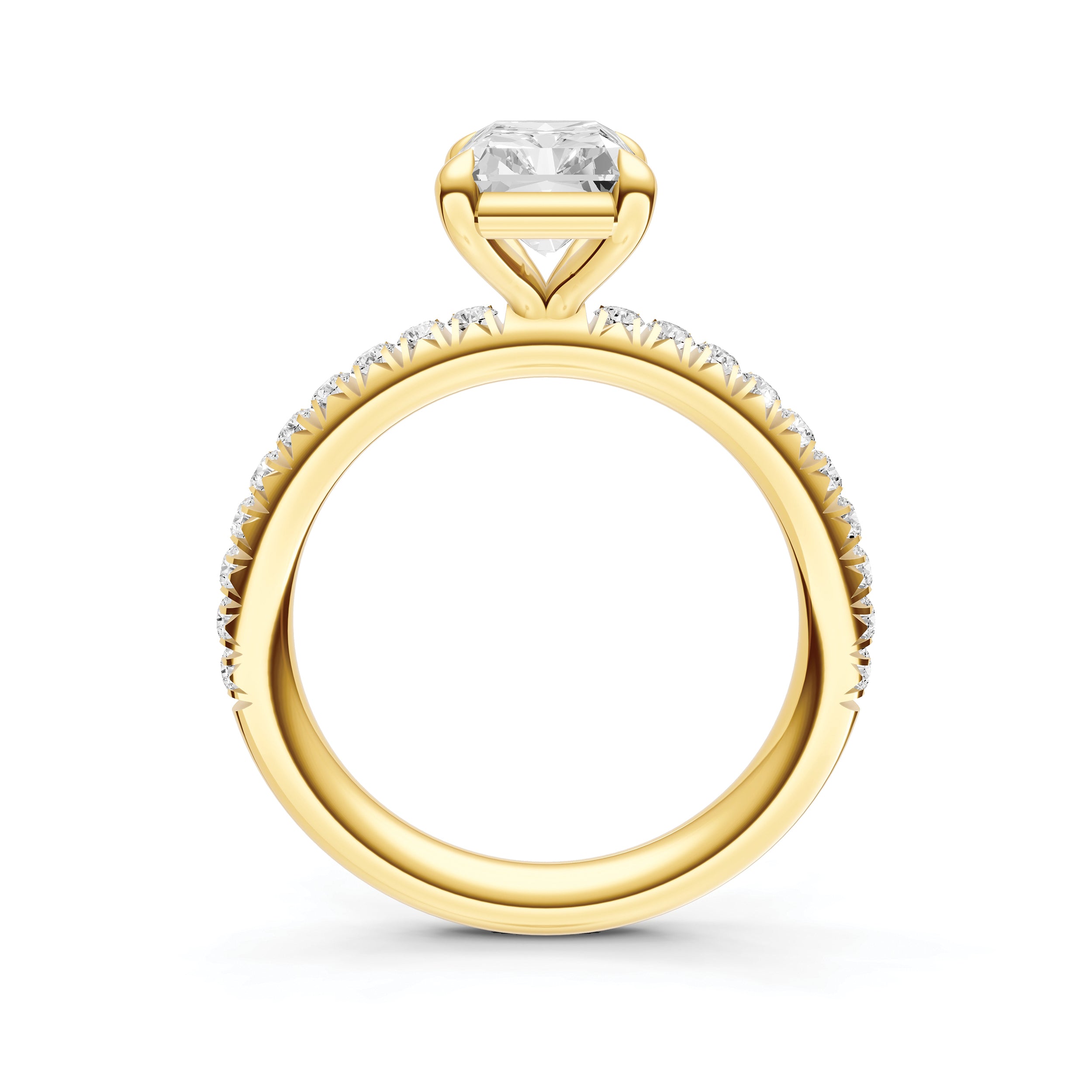 Classic French Pavé Engagement Ring (Emerald Cut)