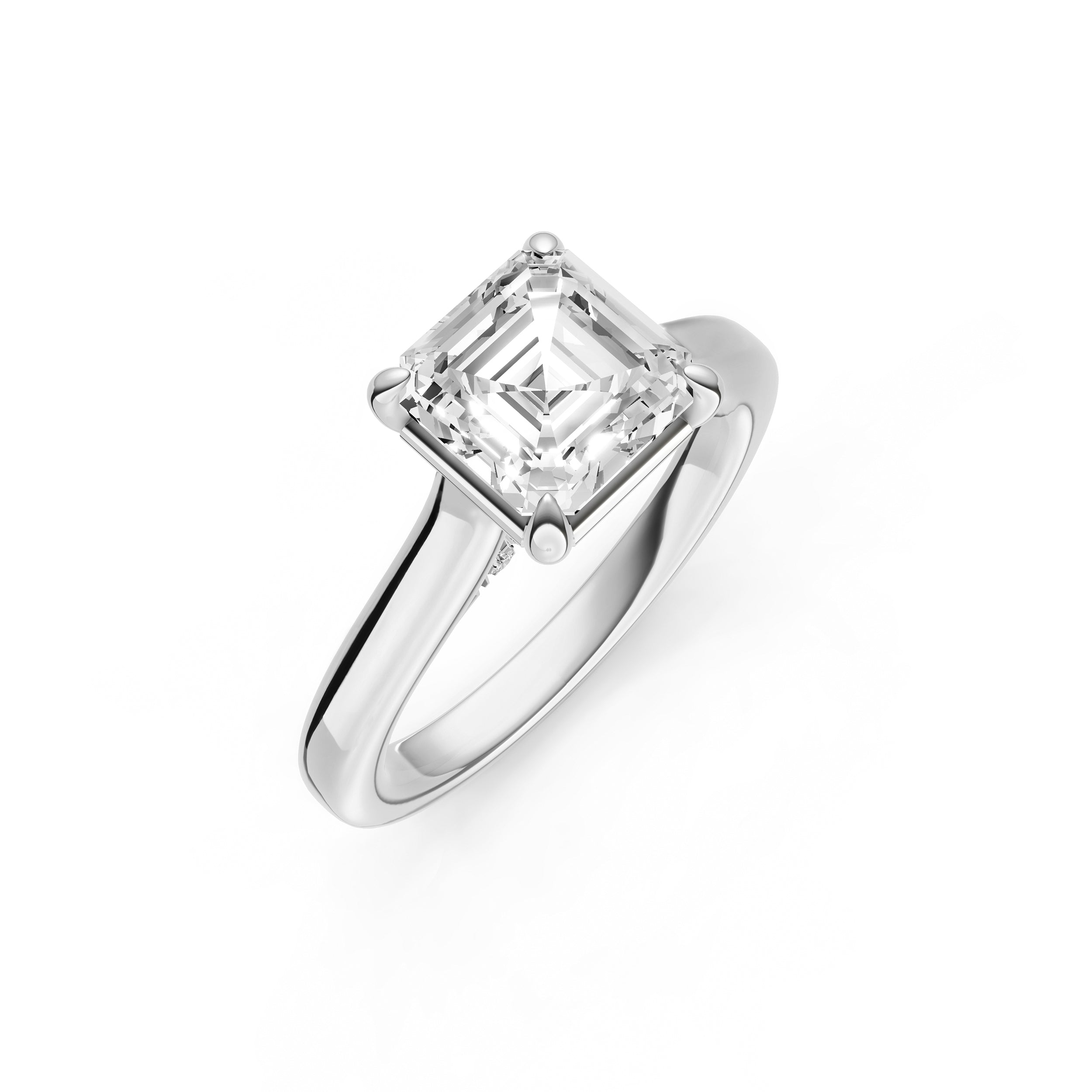 Diamond Accent Cathedral Basket Engagement Ring (Asscher) Birmingham Jewelry Engagement Ring Birmingham Jewelry 