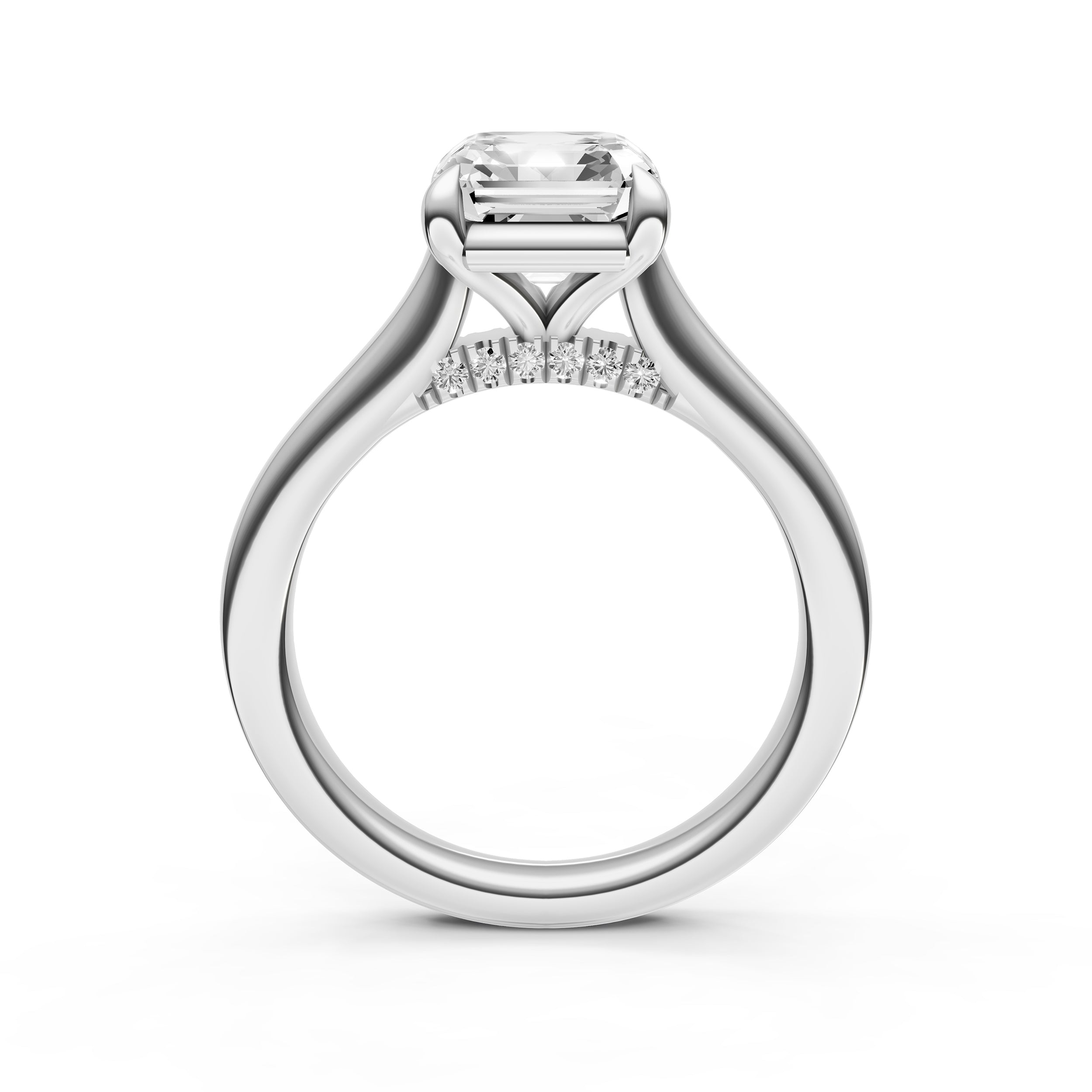 Diamond Accent Cathedral Basket Engagement Ring (Asscher) Birmingham Jewelry Engagement Ring Birmingham Jewelry 