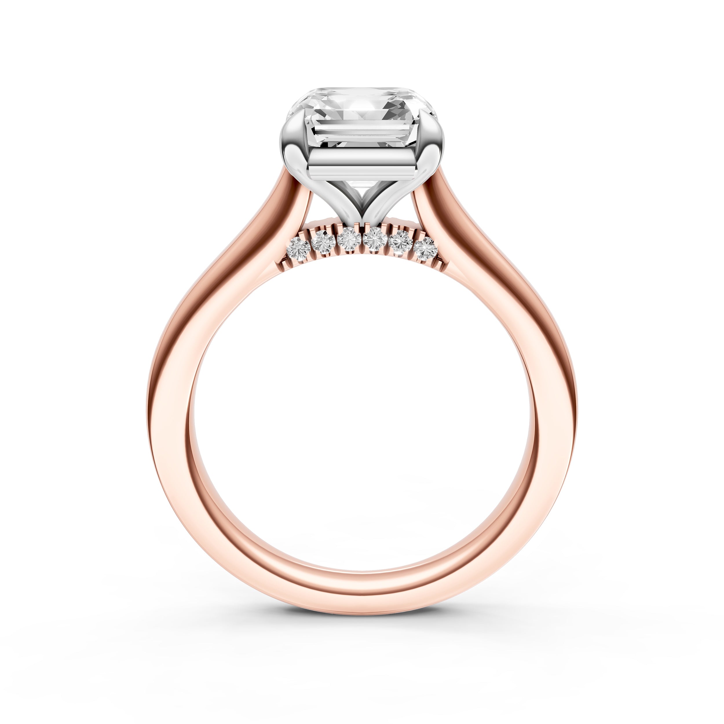 Diamond Accent Cathedral Basket Engagement Ring (Asscher) Birmingham Jewelry Engagement Ring Birmingham Jewelry 