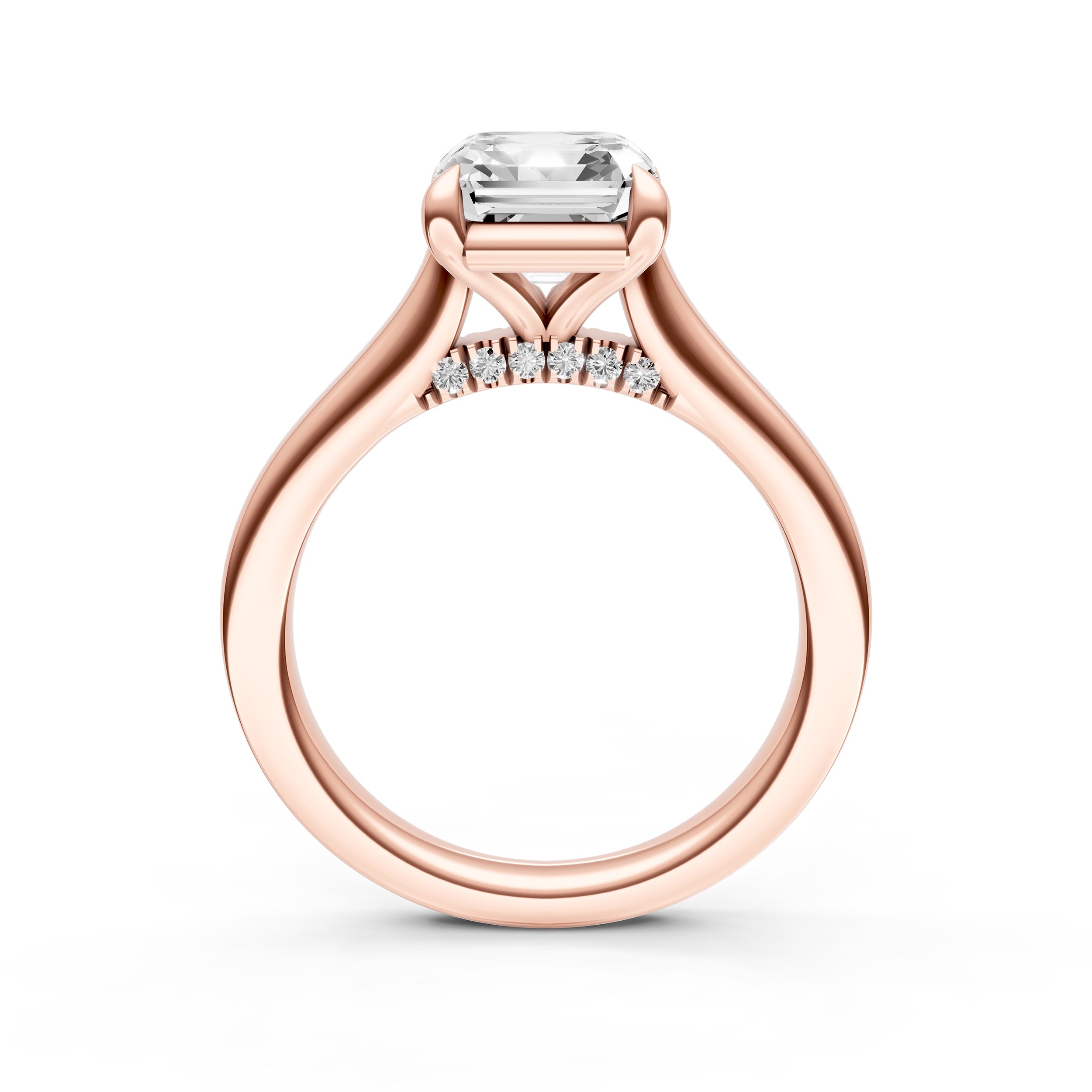 Diamond Accent Cathedral Basket Engagement Ring (Asscher) Birmingham Jewelry Engagement Ring Birmingham Jewelry 