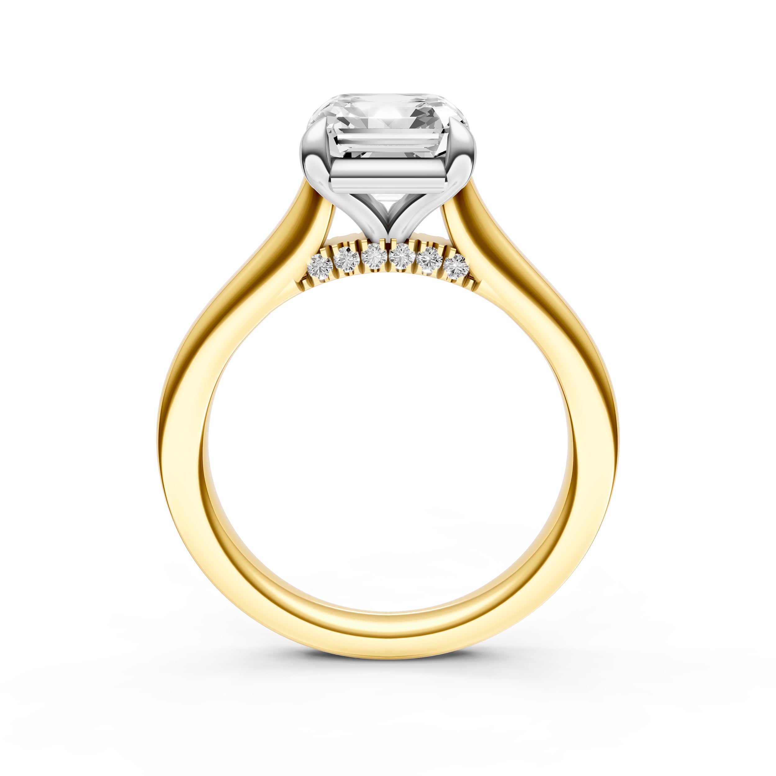 Diamond Accent Cathedral Basket Engagement Ring (Asscher) Birmingham Jewelry Engagement Ring Birmingham Jewelry 