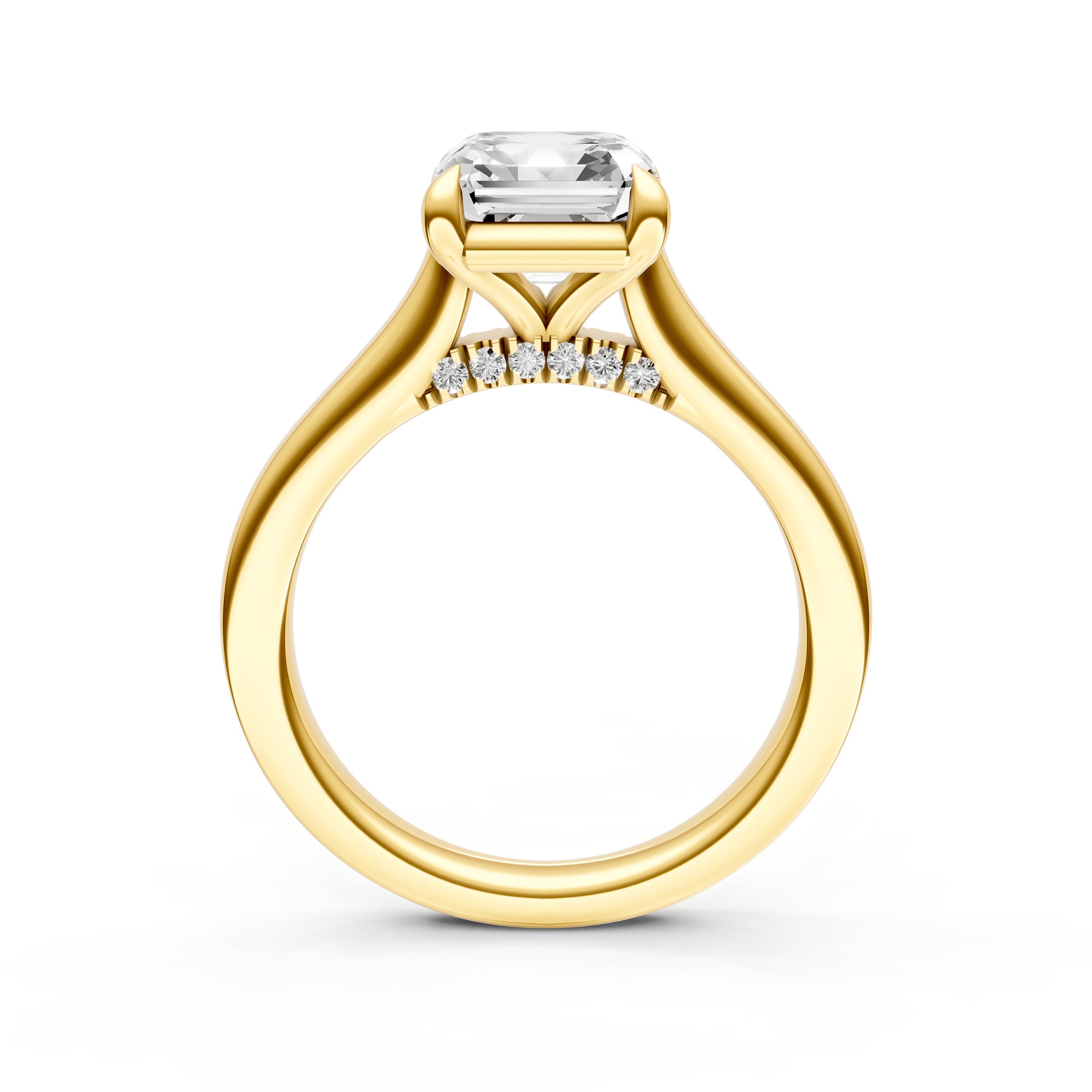 Diamond Accent Cathedral Basket Engagement Ring (Asscher) Birmingham Jewelry Engagement Ring Birmingham Jewelry 