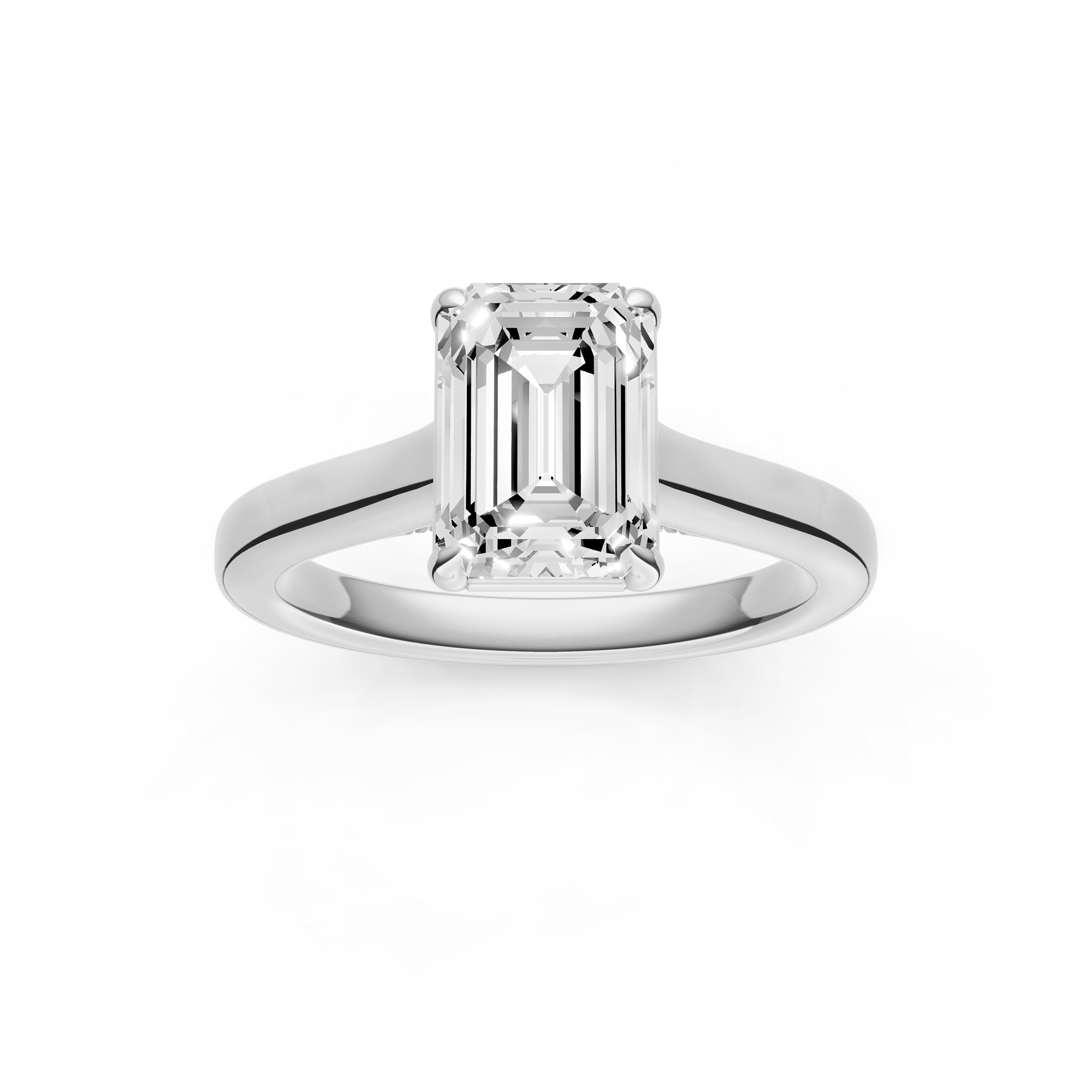 Diamond Accent Cathedral Basket Engagement Ring (Emerald Cut) Birmingham Jewelry Engagement Ring Birmingham Jewelry 