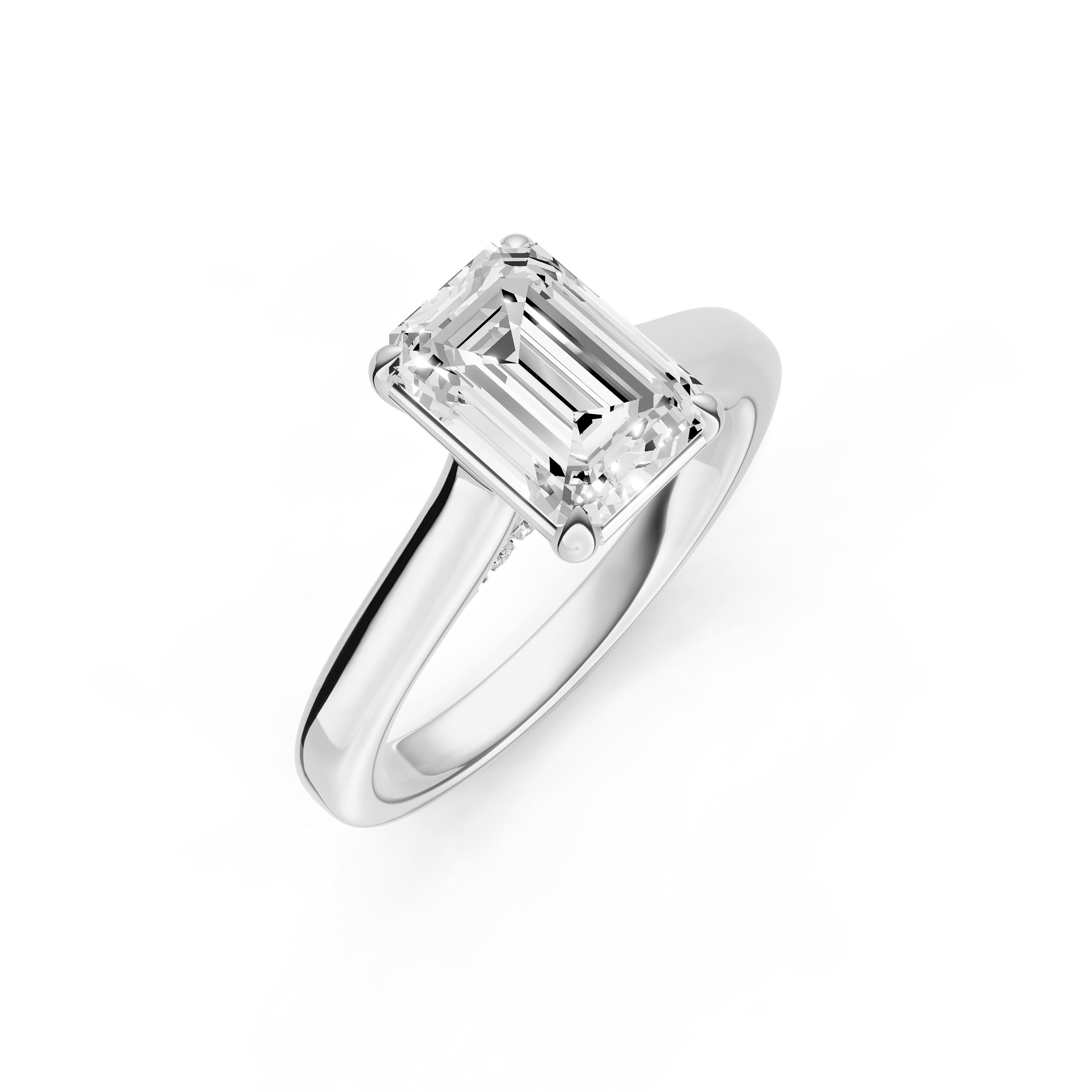 Diamond Accent Cathedral Basket Engagement Ring (Emerald Cut) Birmingham Jewelry Engagement Ring Birmingham Jewelry 