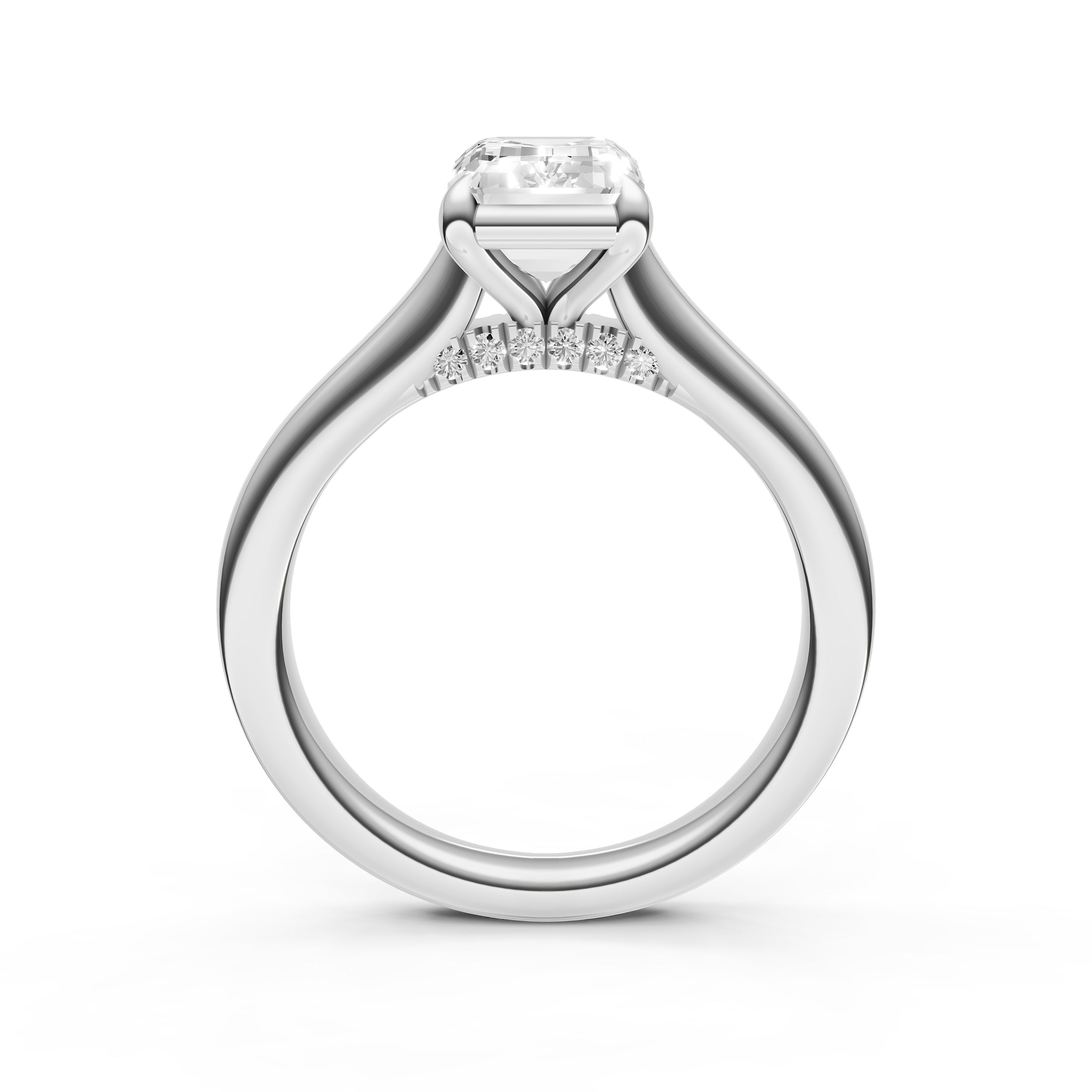 Diamond Accent Cathedral Basket Engagement Ring (Emerald Cut) Birmingham Jewelry Engagement Ring Birmingham Jewelry 
