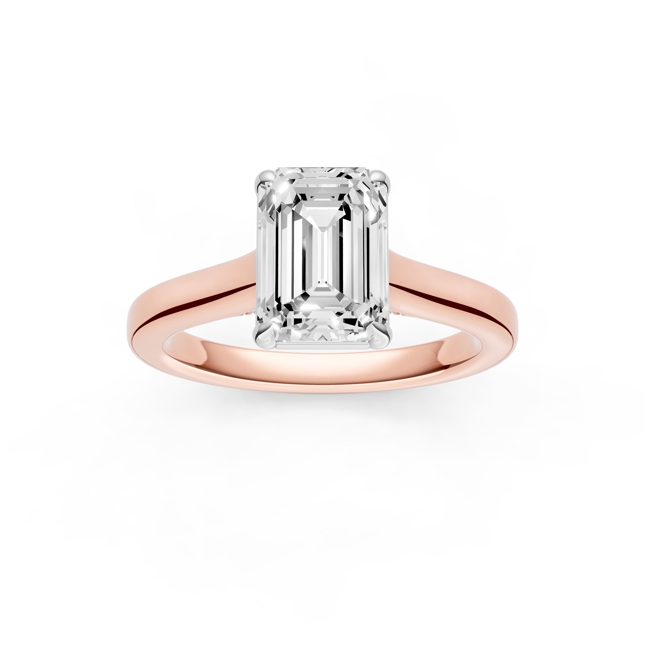 Diamond Accent Cathedral Basket Engagement Ring (Emerald Cut) Birmingham Jewelry Engagement Ring Birmingham Jewelry 
