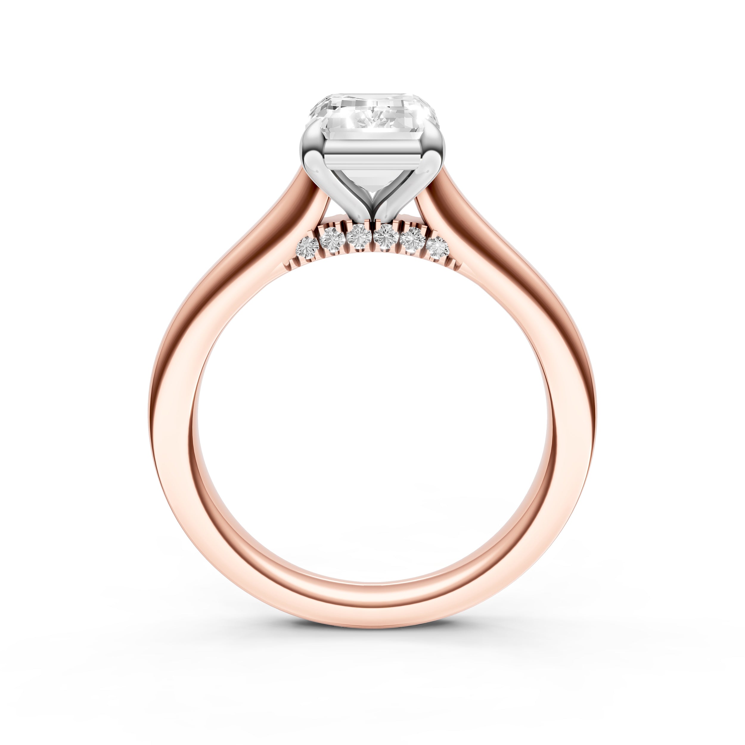 Diamond Accent Cathedral Basket Engagement Ring (Emerald Cut) Birmingham Jewelry Engagement Ring Birmingham Jewelry 