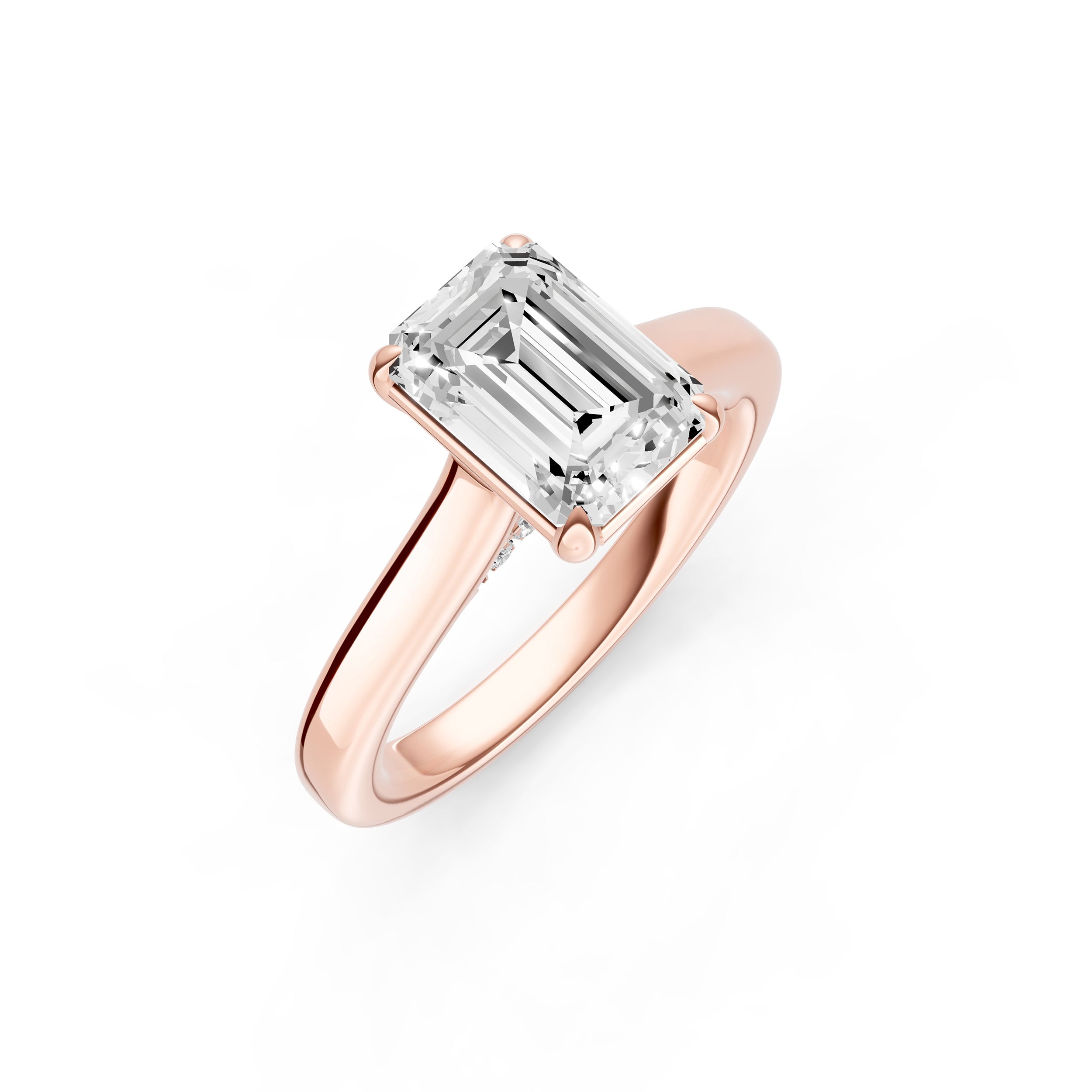 Diamond Accent Cathedral Basket Engagement Ring (Emerald Cut) Birmingham Jewelry Engagement Ring Birmingham Jewelry 