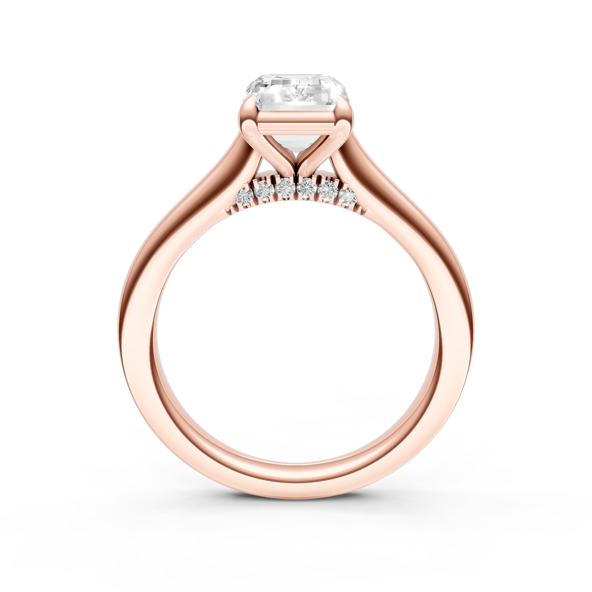 Diamond Accent Cathedral Basket Engagement Ring (Emerald Cut) Birmingham Jewelry Engagement Ring Birmingham Jewelry 