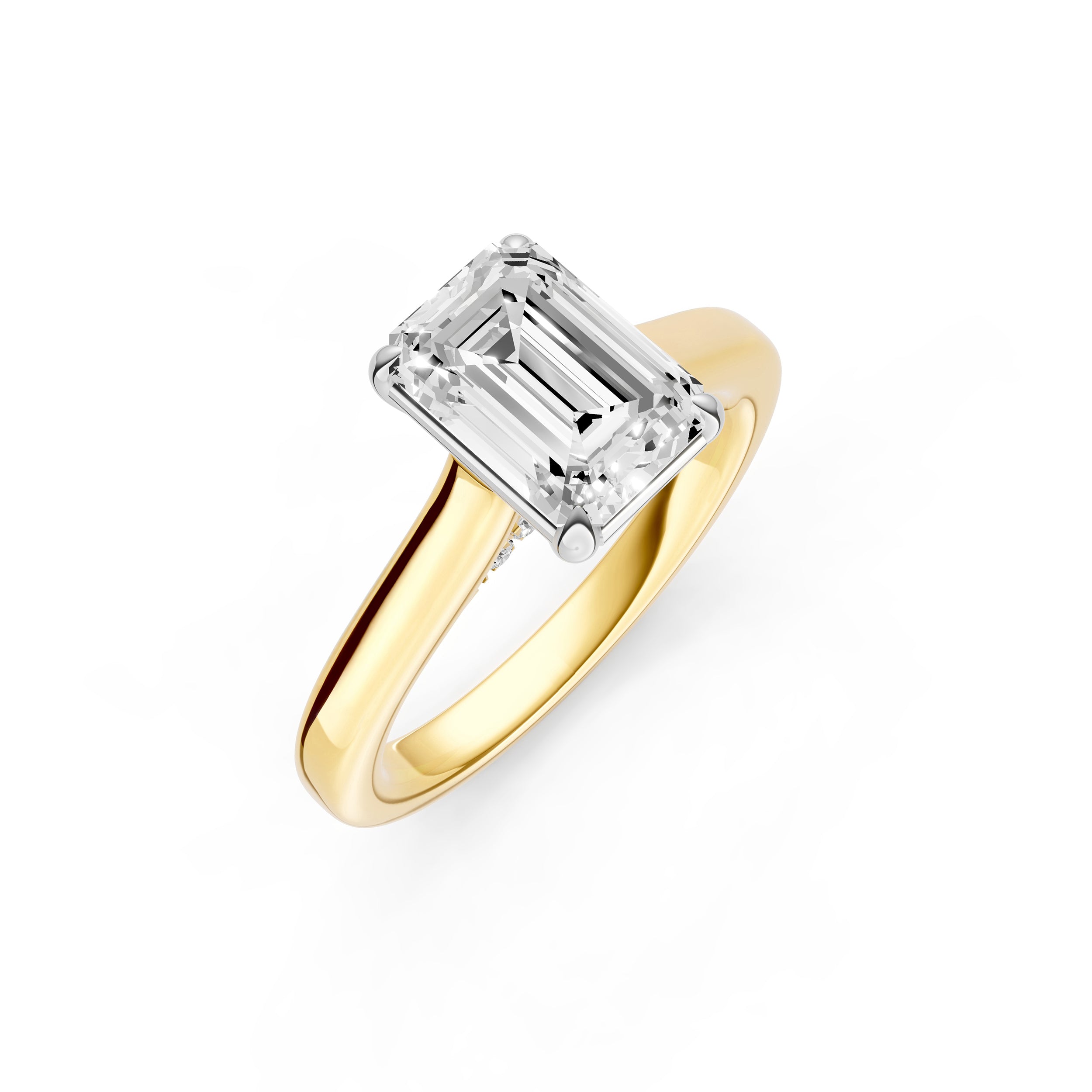 Diamond Accent Cathedral Basket Engagement Ring (Emerald Cut) Birmingham Jewelry Engagement Ring Birmingham Jewelry 