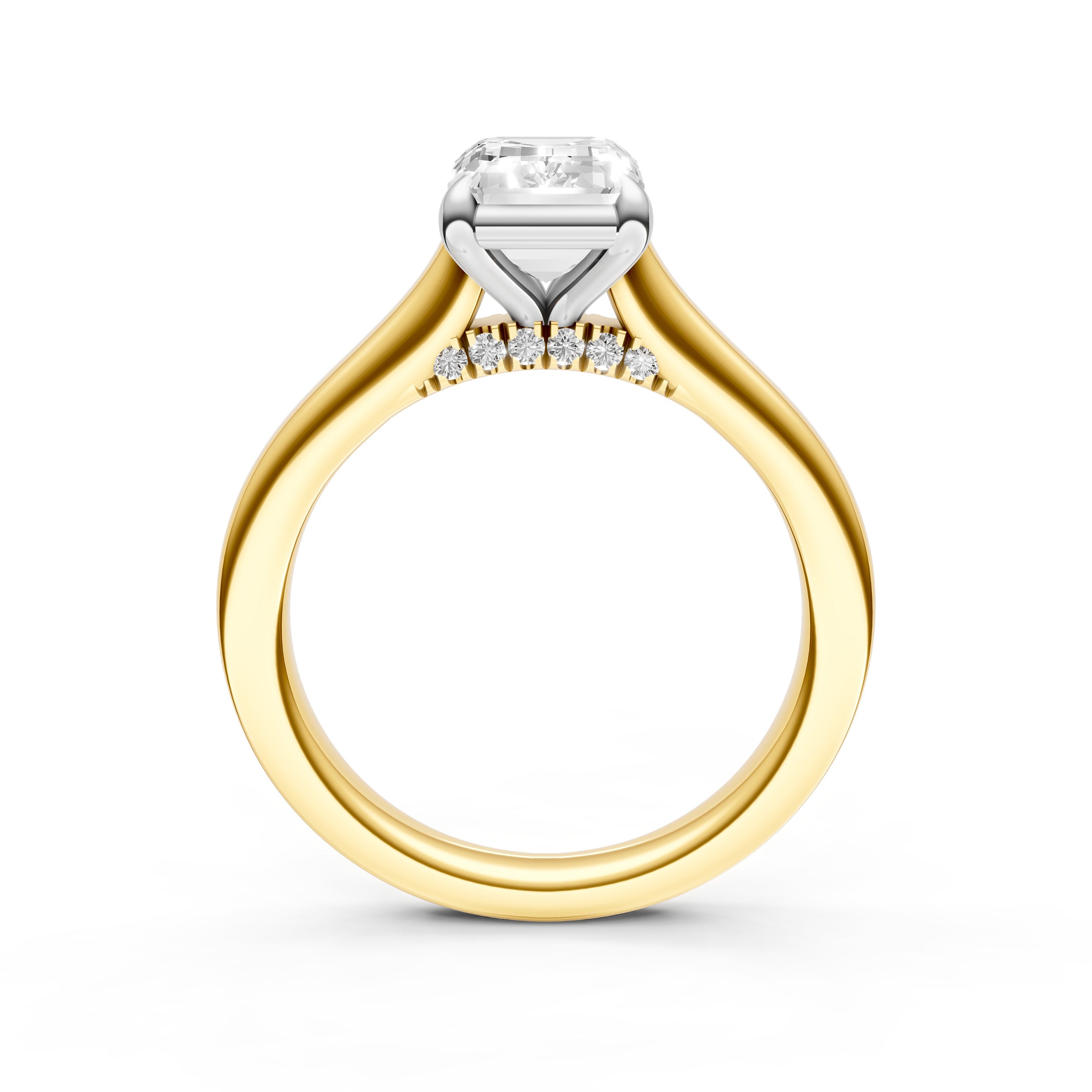 Diamond Accent Cathedral Basket Engagement Ring (Emerald Cut) Birmingham Jewelry Engagement Ring Birmingham Jewelry 