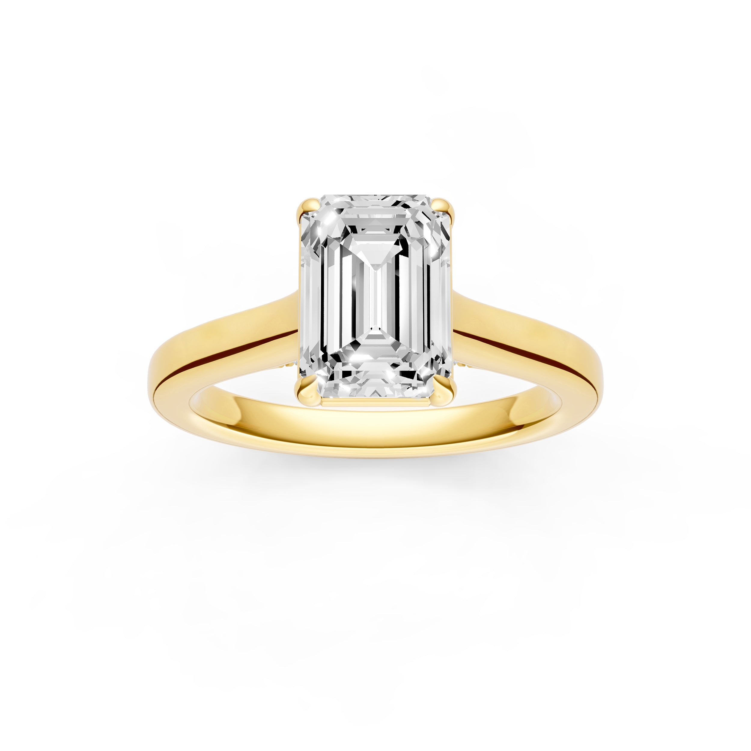Diamond Accent Cathedral Basket Engagement Ring (Emerald Cut) Birmingham Jewelry Engagement Ring Birmingham Jewelry 