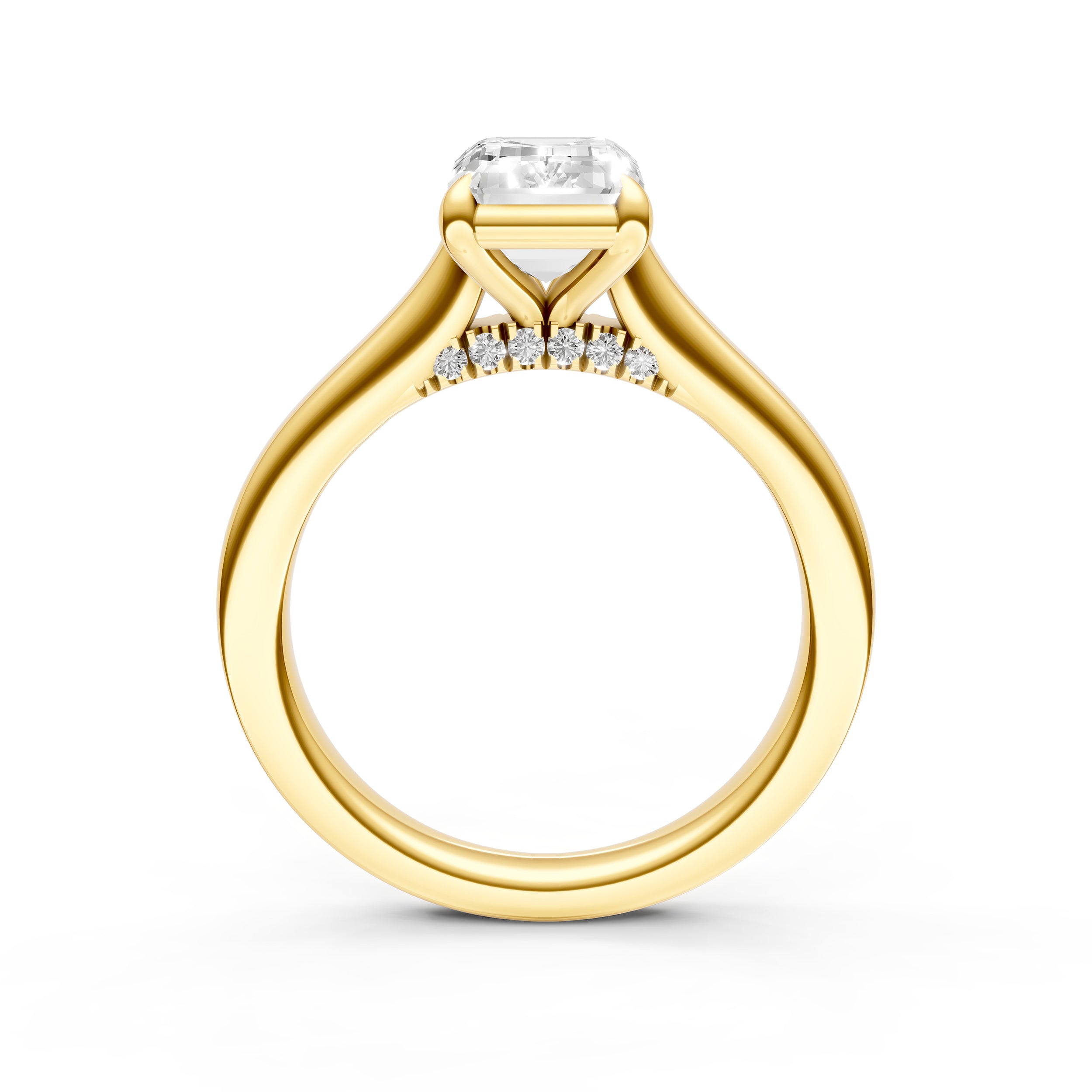 Diamond Accent Cathedral Basket Engagement Ring (Emerald Cut) Birmingham Jewelry Engagement Ring Birmingham Jewelry 