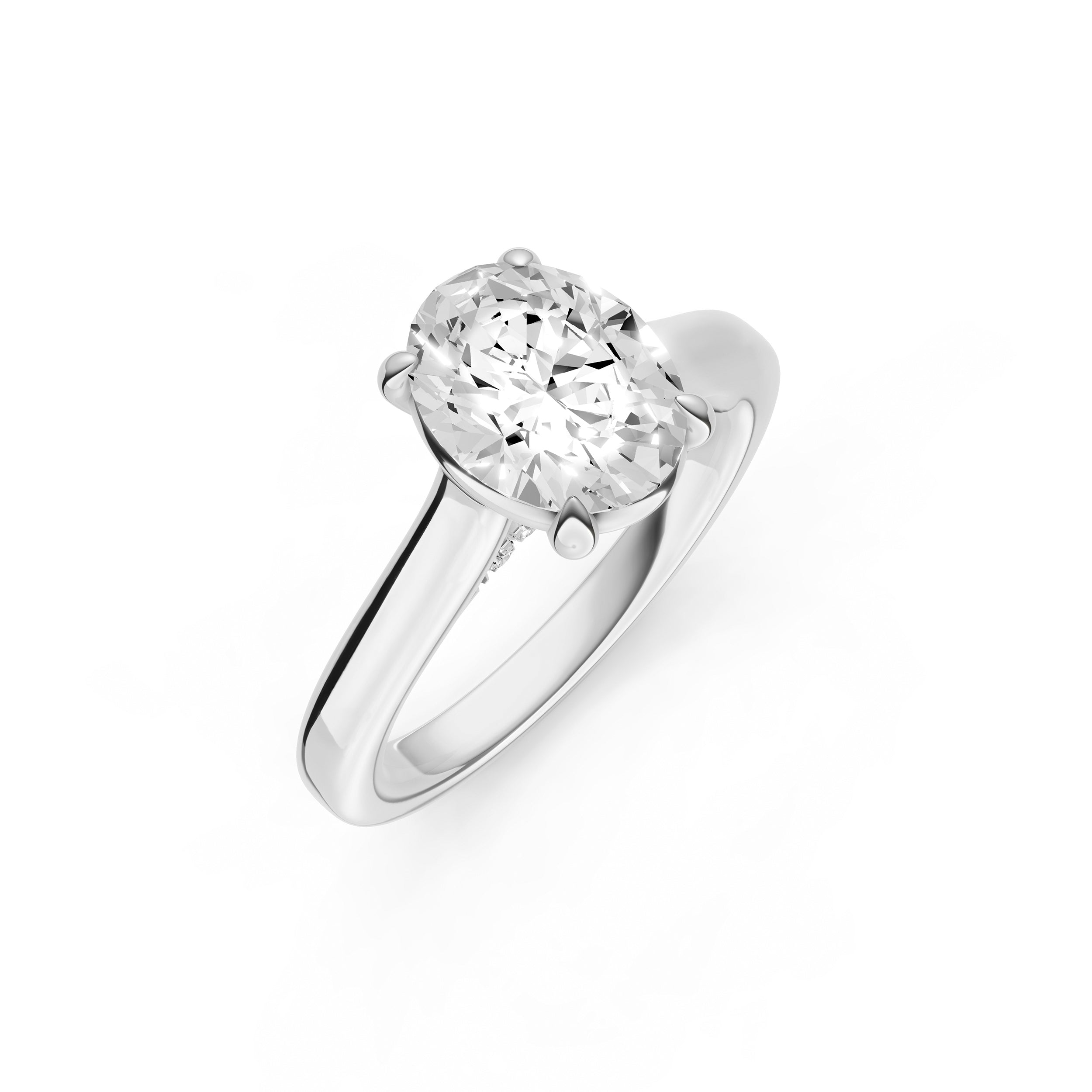 Diamond Accent Cathedral Basket Engagement Ring (Oval) Birmingham Jewelry Engagement Ring Birmingham Jewelry 
