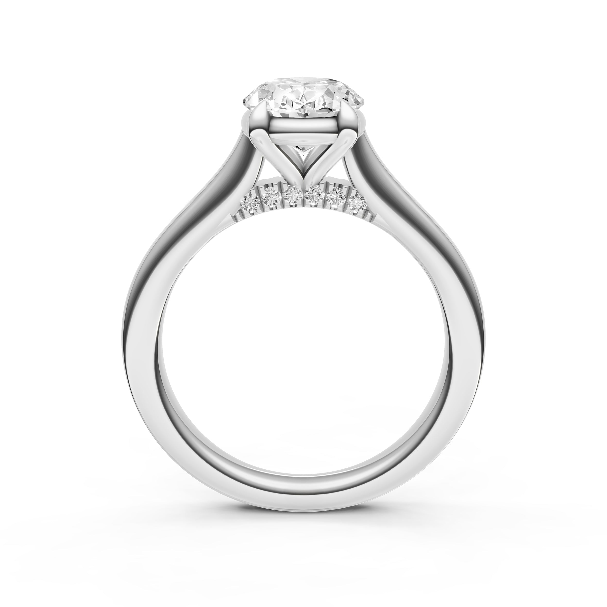 Diamond Accent Cathedral Basket Engagement Ring (Oval) Birmingham Jewelry Engagement Ring Birmingham Jewelry 
