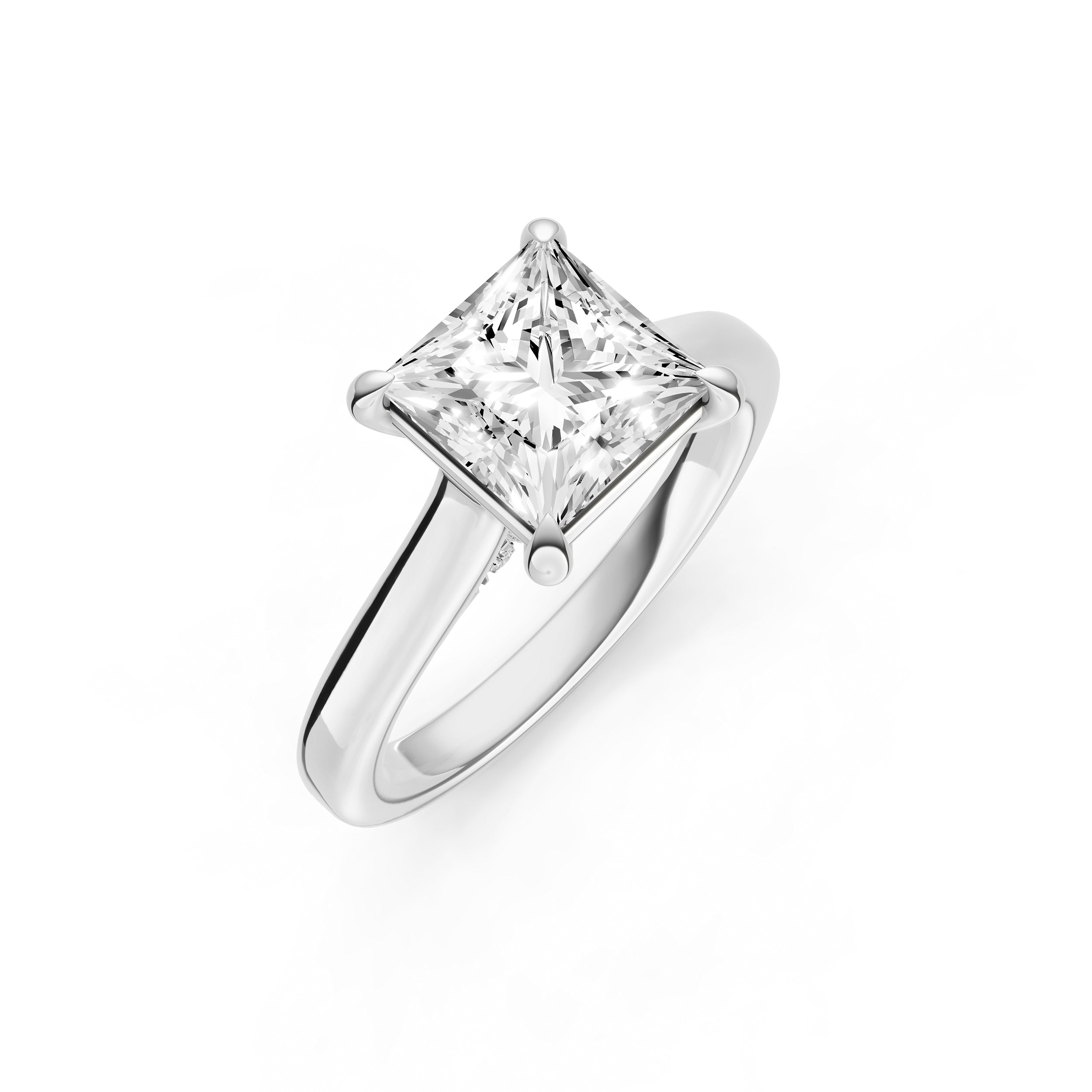 Diamond Accent Cathedral Basket Engagement Ring (Princess Cut) Birmingham Jewelry Engagement Ring Birmingham Jewelry 