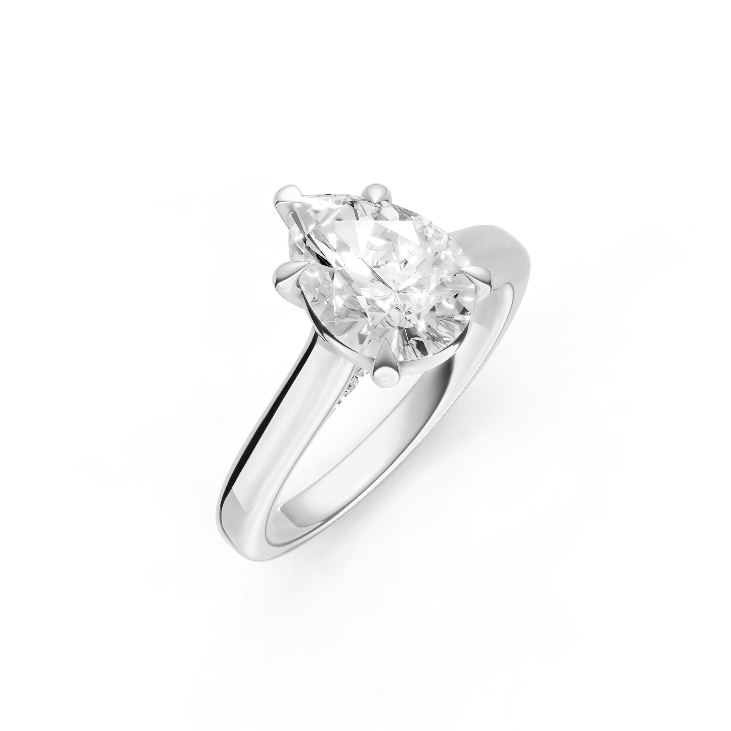 Diamond Accent Cathedral Basket Engagement Ring (Pear Shape) Birmingham Jewelry Engagement Ring Birmingham Jewelry 