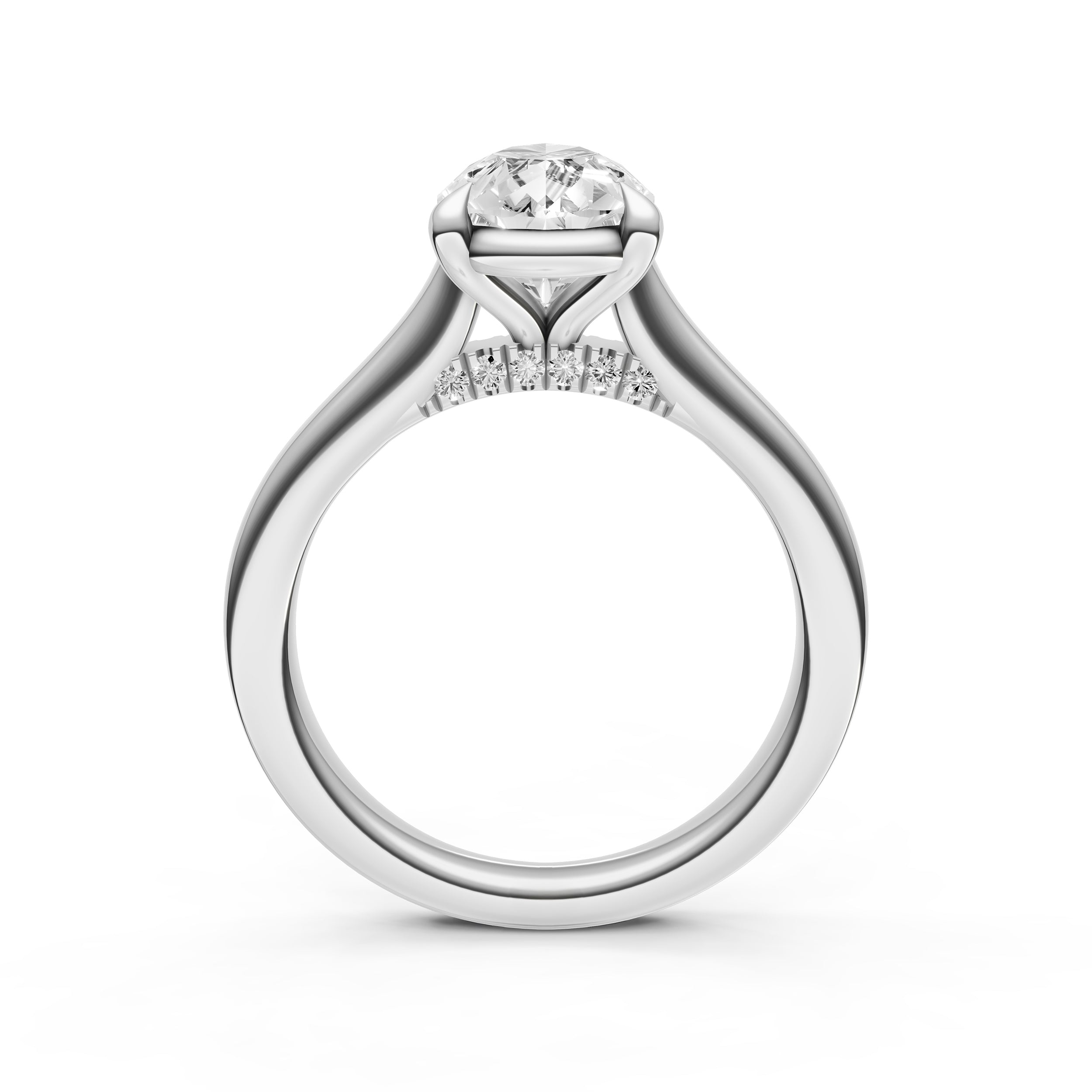 Diamond Accent Cathedral Basket Engagement Ring (Pear Shape) Birmingham Jewelry Engagement Ring Birmingham Jewelry 
