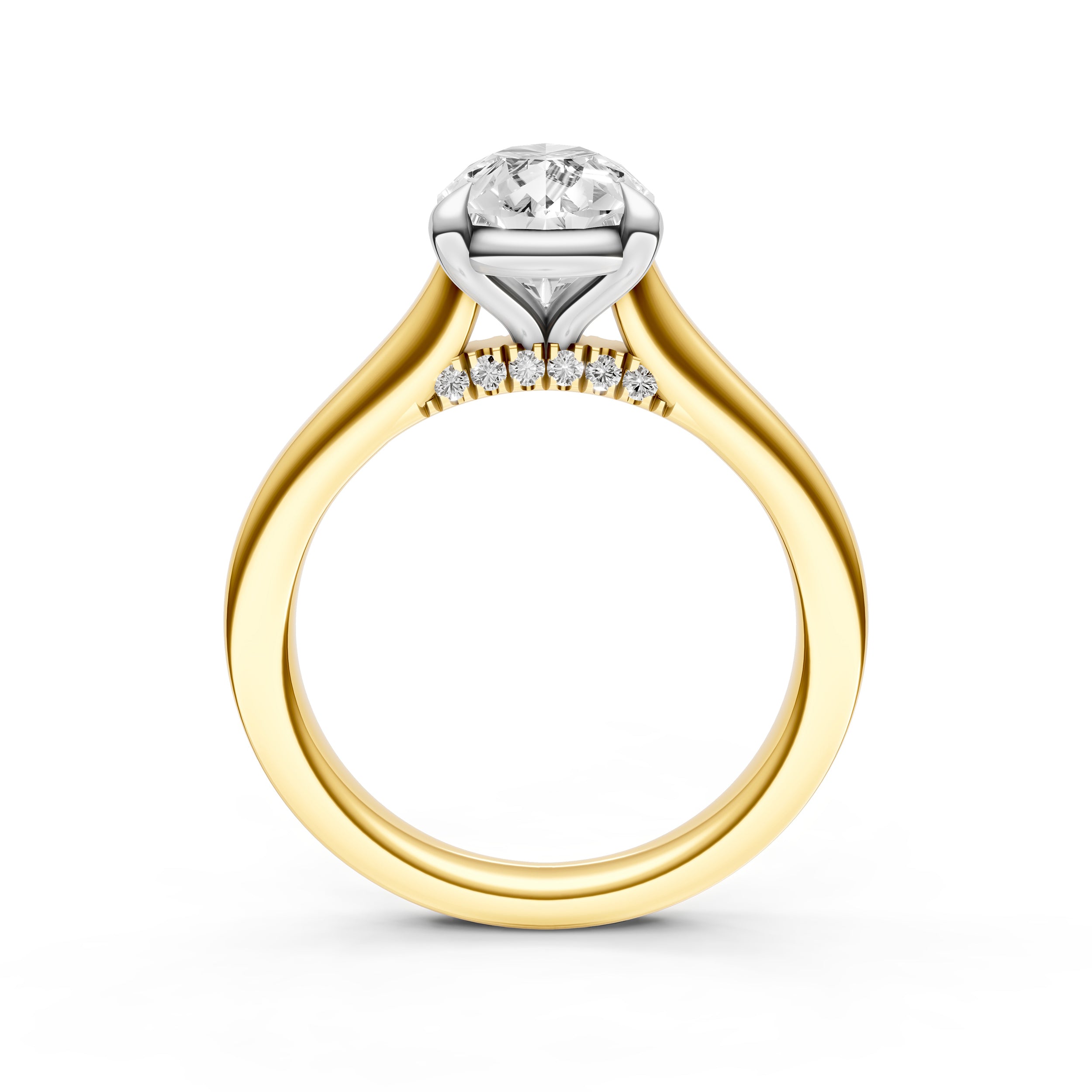 Diamond Accent Cathedral Basket Engagement Ring (Pear Shape) Birmingham Jewelry Engagement Ring Birmingham Jewelry 