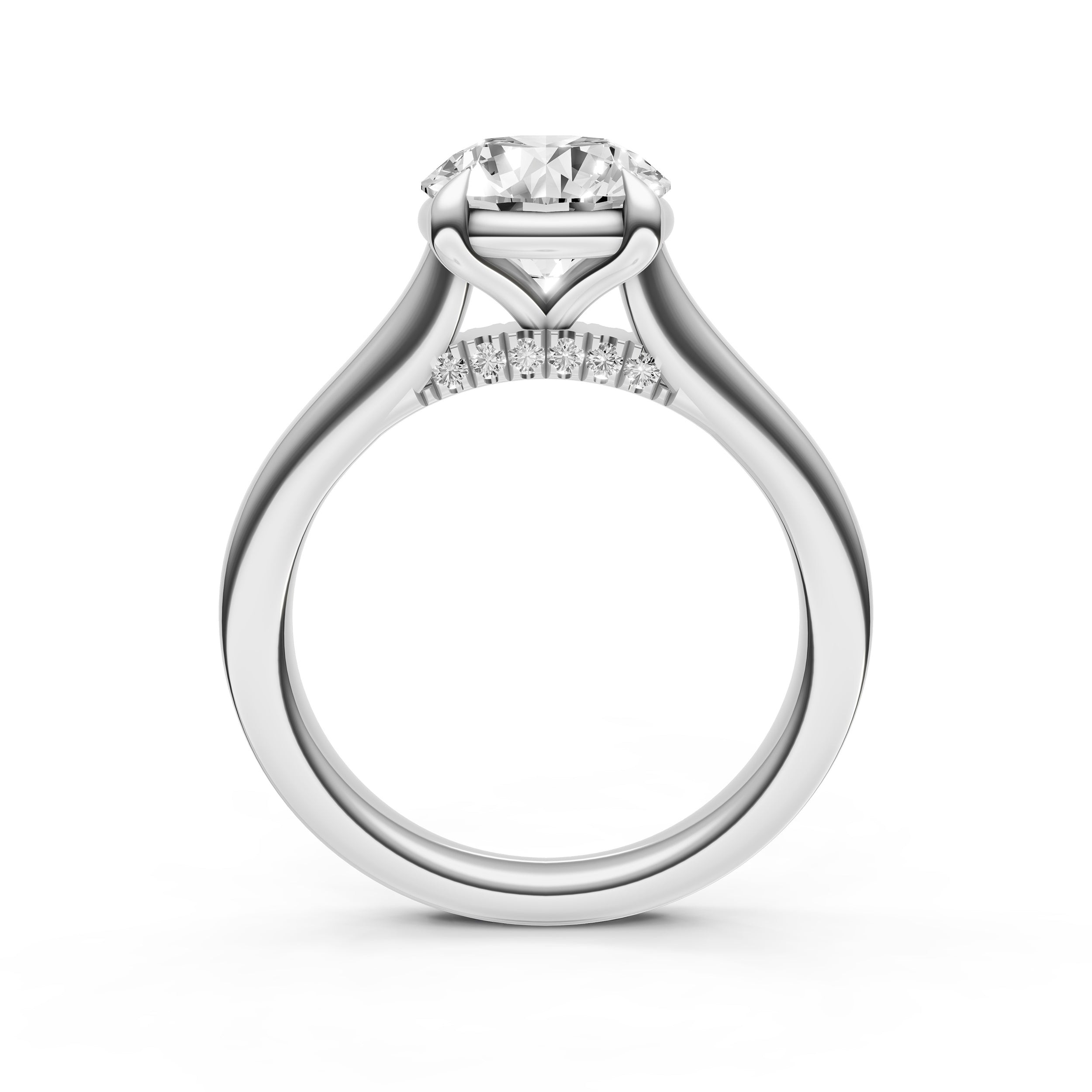 Diamond Accent Cathedral Basket Engagement Ring (Round) Birmingham Jewelry Engagement Ring Birmingham Jewelry 