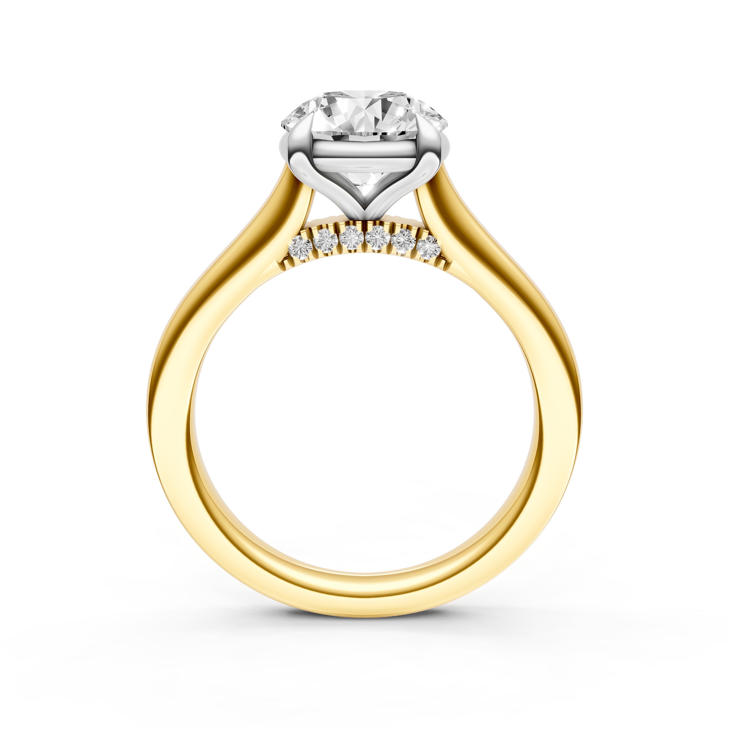 Diamond Accent Cathedral Basket Engagement Ring (Round) Birmingham Jewelry Engagement Ring Birmingham Jewelry 