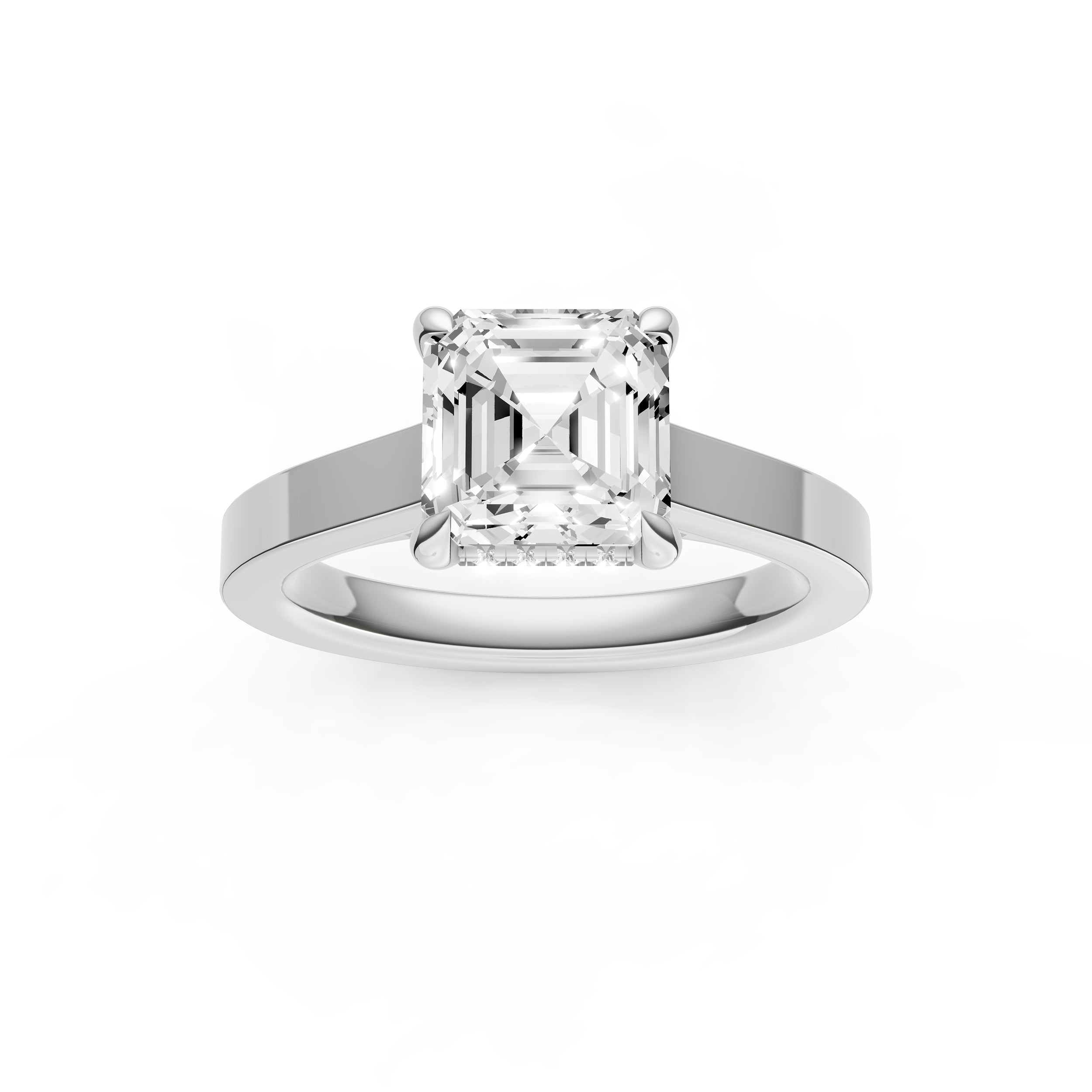 Diamond Bar Hidden Halo Engagement Ring (Asscher) Birmingham Jewelry Engagement Ring Birmingham Jewelry 