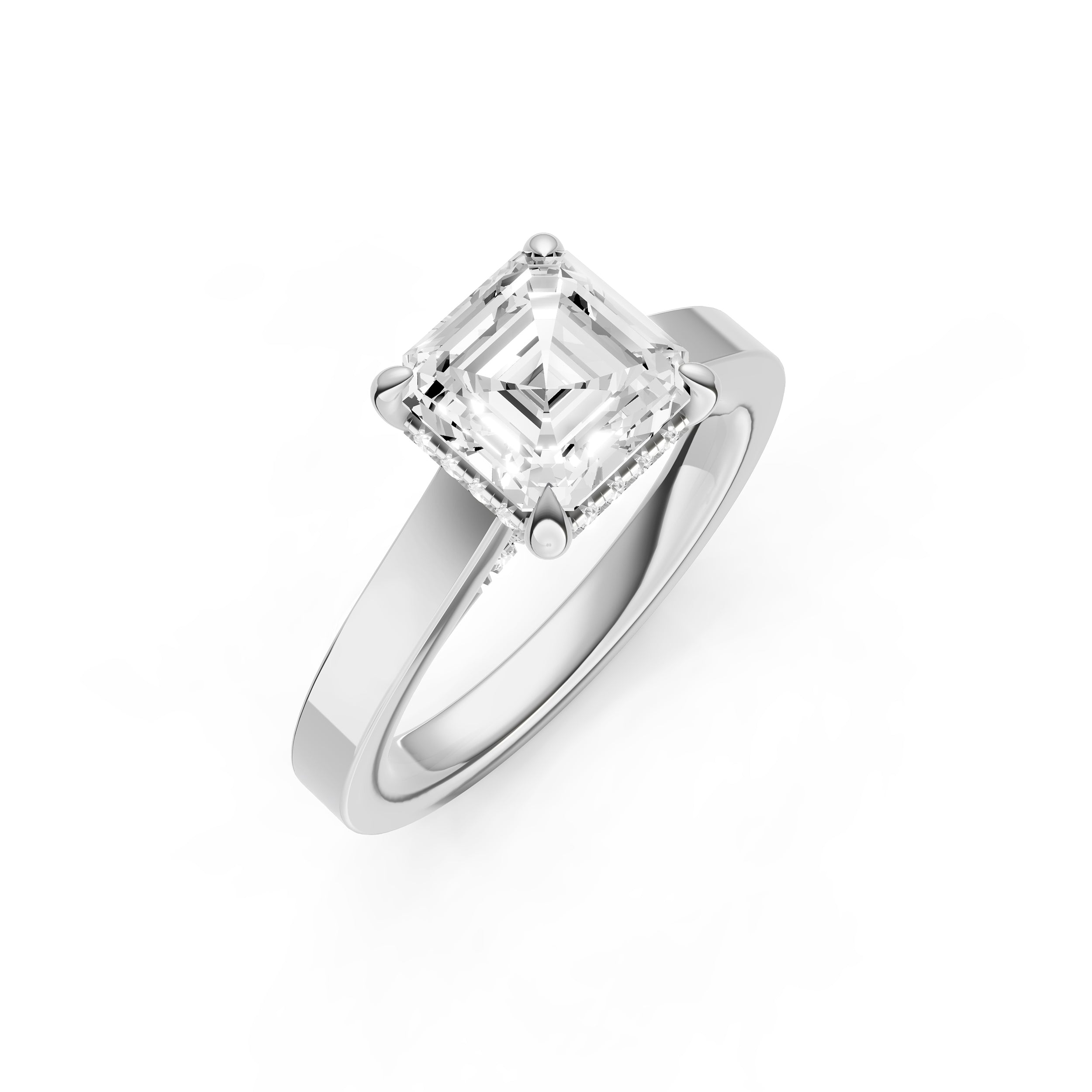 Diamond Bar Hidden Halo Engagement Ring (Asscher) Birmingham Jewelry Engagement Ring Birmingham Jewelry 